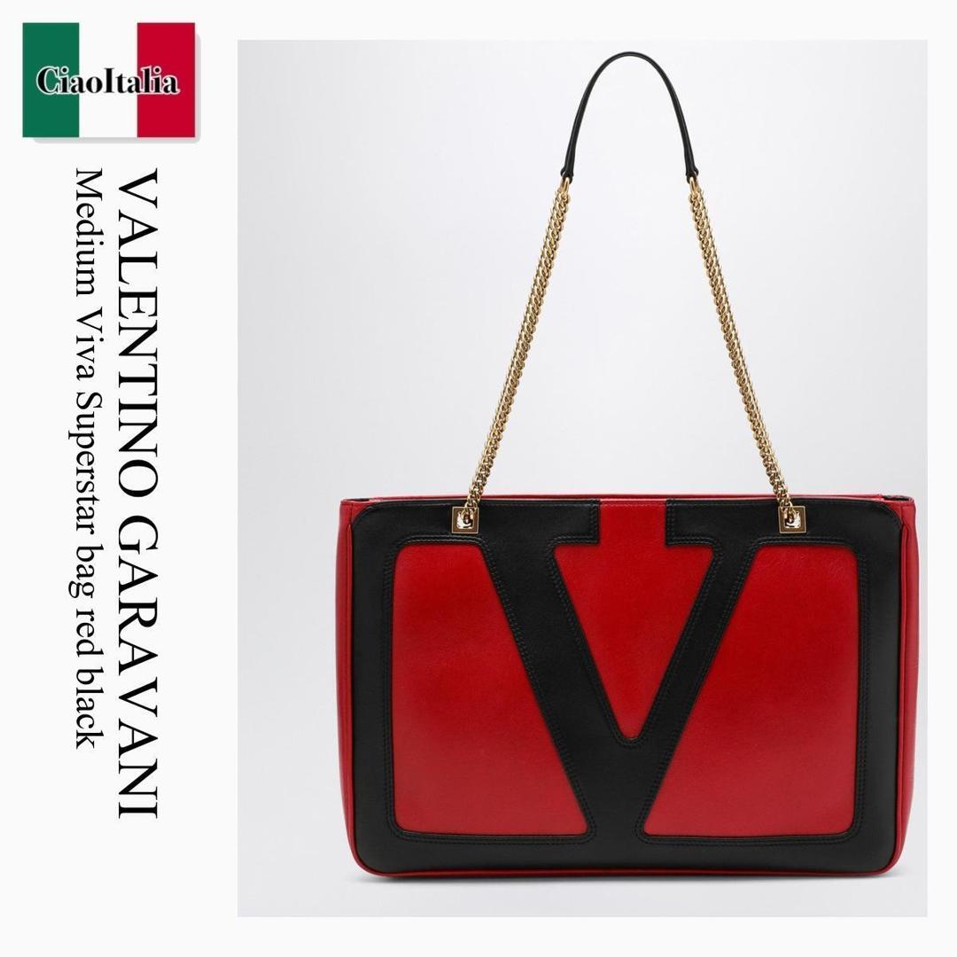 【数量限定・在庫限り・早い者勝ち！】 バレンチノ / かばん / カバン / Valentino Garavani Medium Viva Superstar Bag Red Black / 7W2B0R13PTJ / 7W2B0R13PTJ AKV / 7W2B0R13PTJAKV / トートバッグ
