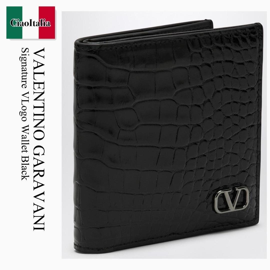 【寸法押さえる・店卸し資産境界線・早め者制覇！】 バレンチノ / Valentino Garavani Signature Vlogo Wallet Black / 5Y2P0578XQV / 5Y2P0578XQV 0NO / 5Y2P0578XQV0NO / 折りたたみ金入れ