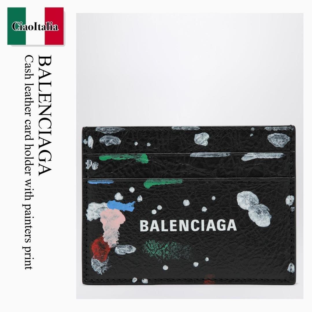 【分量制限事項・店卸し資産区分け・早め者白星！】 バレンシアガ / Balenciaga Cash Leather Card Holder With Painters Print / 594309 2ACJM / 594309 2ACJM 8486 / 5943092ACJM8486 / 歌留多入れもの・名刺入れ