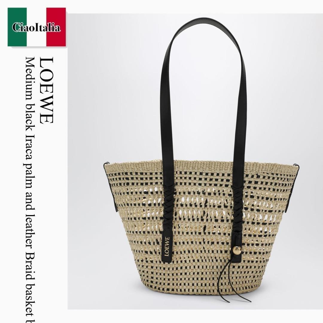 【数量限定・在庫限り・早い者勝ち！】 ロエベ / かばん / カバン / Loewe Medium Black Iraca Palm And Leather Braid Basket Bag / ASCPNIBX02 / ASCPNIBX02 2165 / ASCPNIBX022165 / トートバッグ
