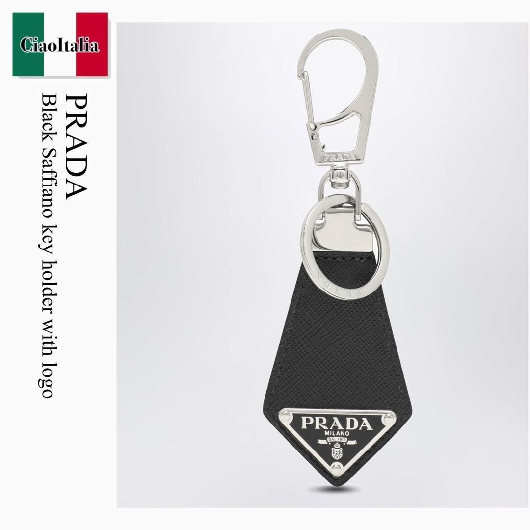 【寸法押さえる・店卸し資産境界線・早め者制覇！】 プラダ / Prada Black Saffiano Key Holder With Logo / 2PP041 F0002 / 2PP041 053 F0002 / 2PP041053F0002 / キーケース・キーリング
