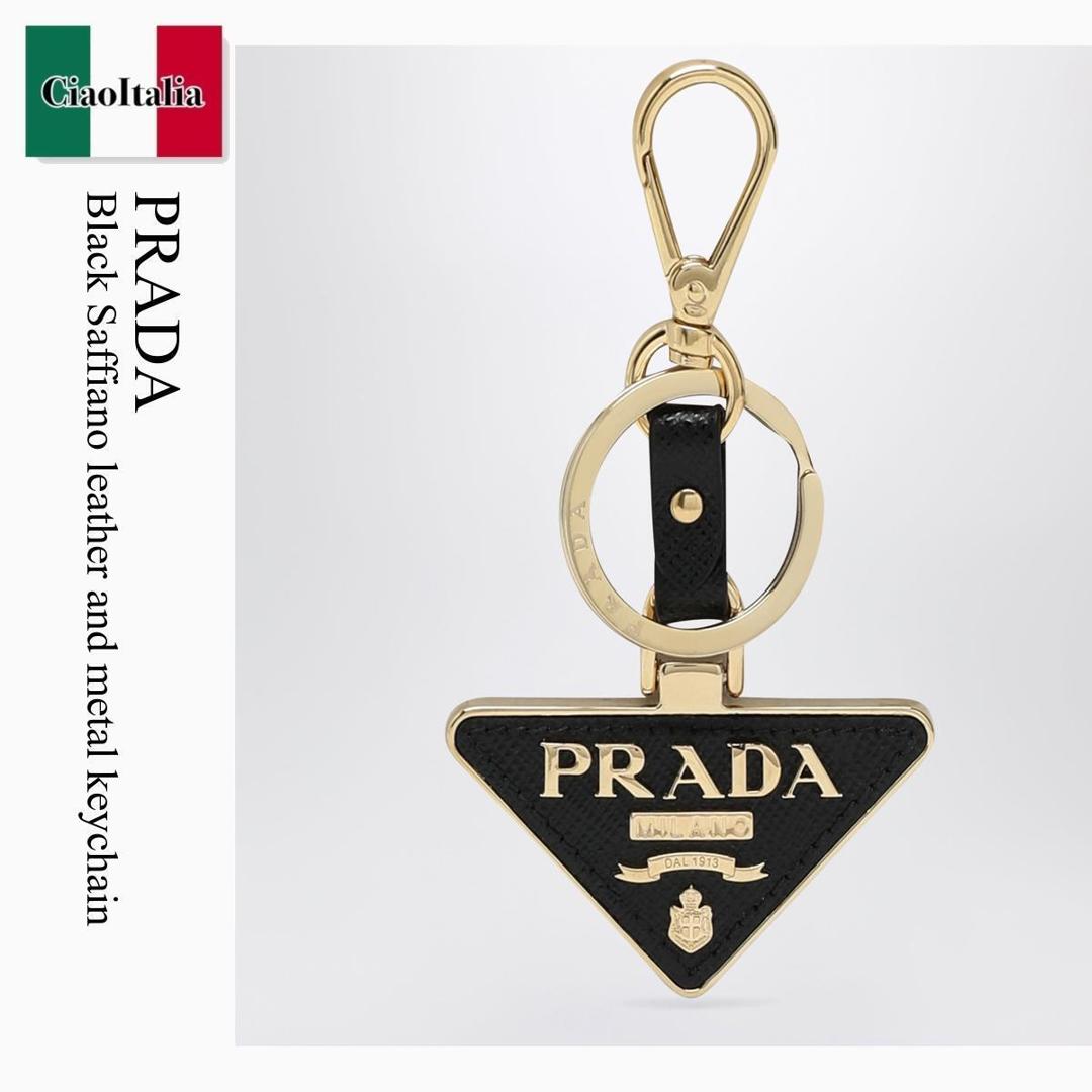 【寸法押さえる・店卸し資産境界線・早め者制覇！】 プラダ / Prada Black Saffiano Leather And Metal Keychain / 1PP128 F0002 / 1PP128 053 F0002 / 1PP128053F0002 / キーホルダー・手当たり輪っか