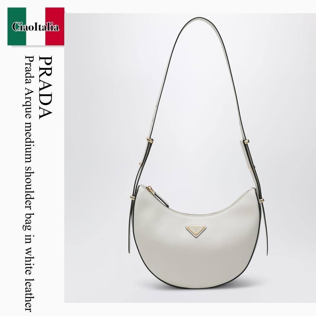 【寸法押さえる・店卸し資産境界線・早め者制覇！】 プラダ / かばん / 袋 / Prada Prada Arque Medium Shoulder Bag In White Leather / 1BC274 F0PG7 / 1BC274 OOOASK F0PG7 / 1BC274OOOASKF0PG7 / ショルダーバッグ・ポシェット