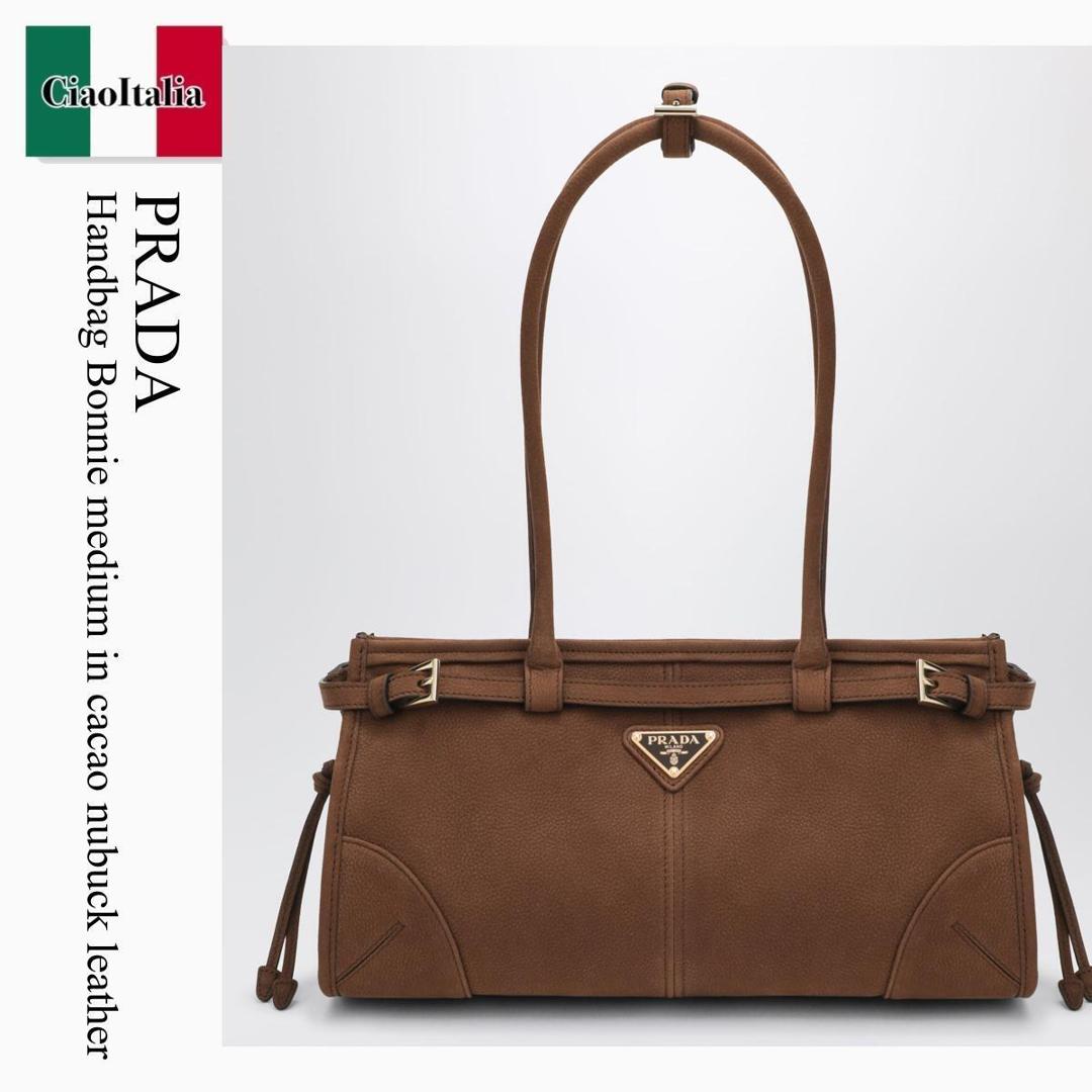 【寸法押さえる・店卸し資産境界線・早め者制覇！】 プラダ / かばん / 袋 / Prada Handbag Bonnie Medium In Cacao Nubuck Leather / 1BA426 F0324 / 1BA426 MOM2GB8 F0324 / 1BA426MOM2GB8F0324 / ショルダーバッグ・ポシェット
