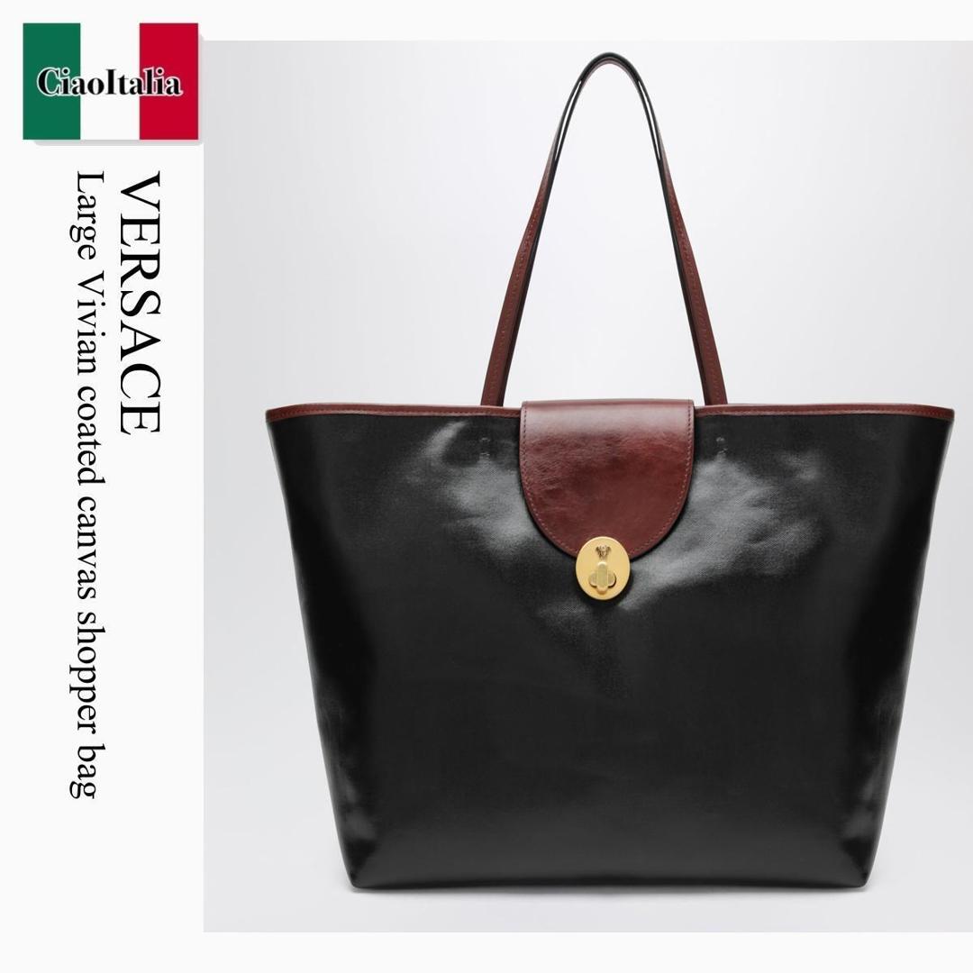 【数量限定・在庫限り・早い者勝ち！】 ヴェルサーチェ / かばん / カバン / Versace Large Vivian Coated Canvas Shopper Bag / 1024104 / 1024104 2B0AJ / 10241042B0AJ / トートバッグ