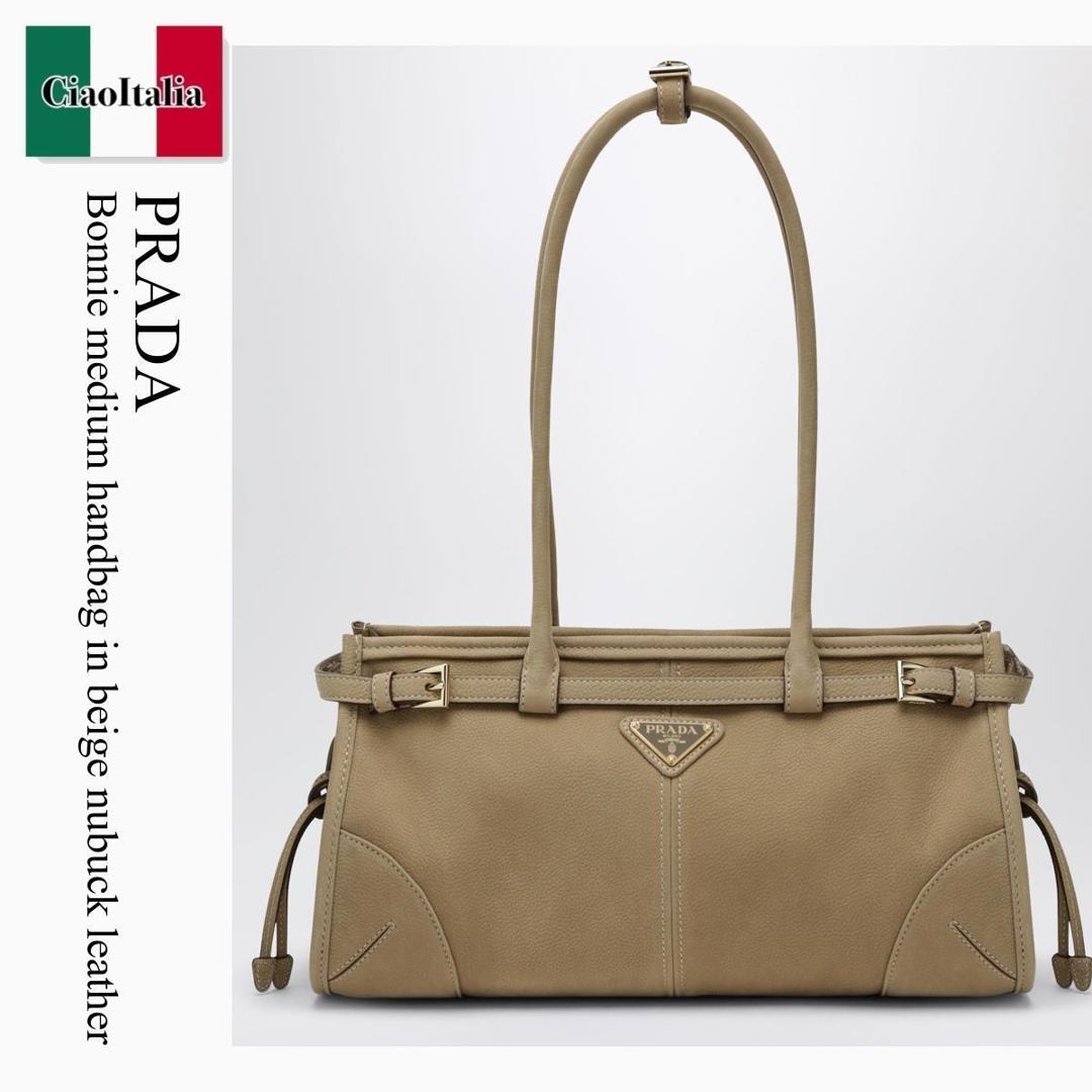【寸法押さえる・店卸し資産境界線・早め者制覇！】 プラダ / かばん / 袋 / Prada Bonnie Medium Handbag In Beige Nubuck Leather / 1BA426 F0F24 / 1BA426 MOM2GB8 F0F24 / 1BA426MOM2GB8F0F24 / ショルダーバッグ・ポシェット