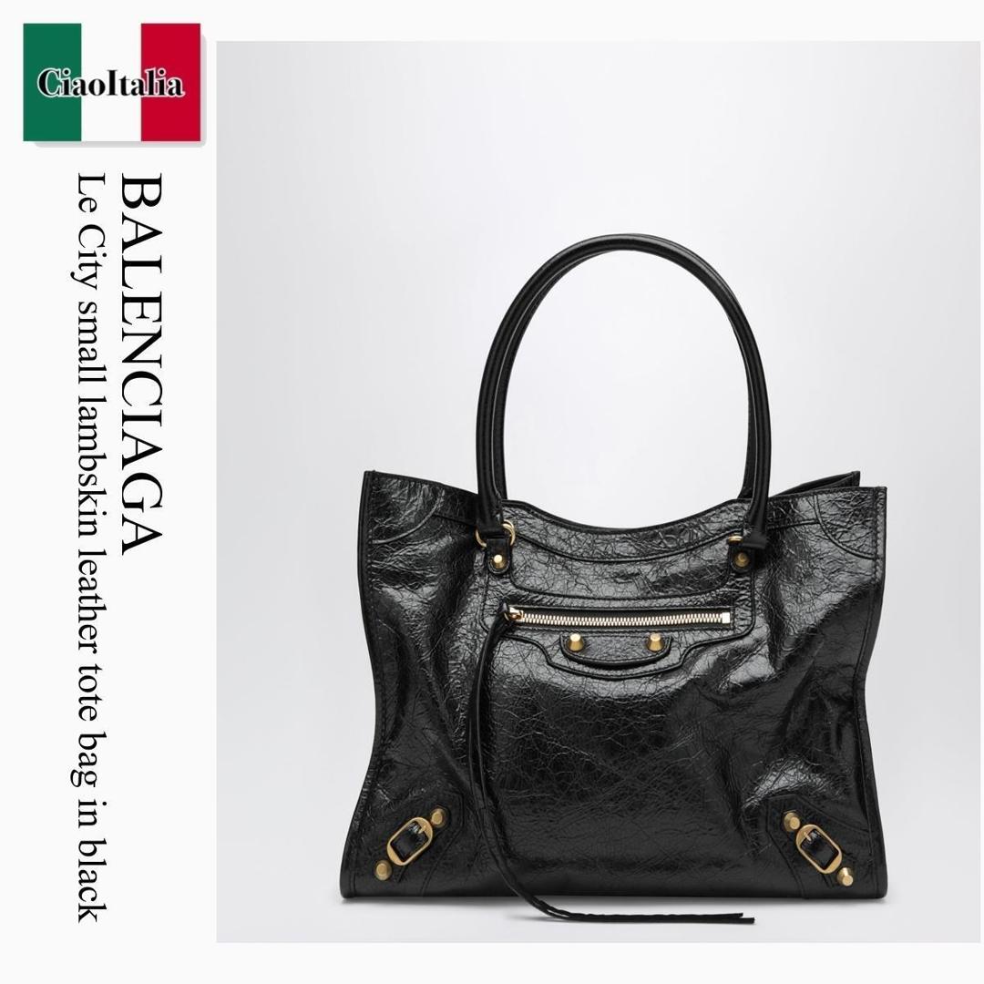 【数量限定・在庫限り・早い者勝ち！】 バレンシアガ / かばん / カバン / Balenciaga Le City Small Lambskin Leather Tote Bag In Black / 852609 210F6 / 852609 210F6 1000 / 852609210F61000 / トートバッグ