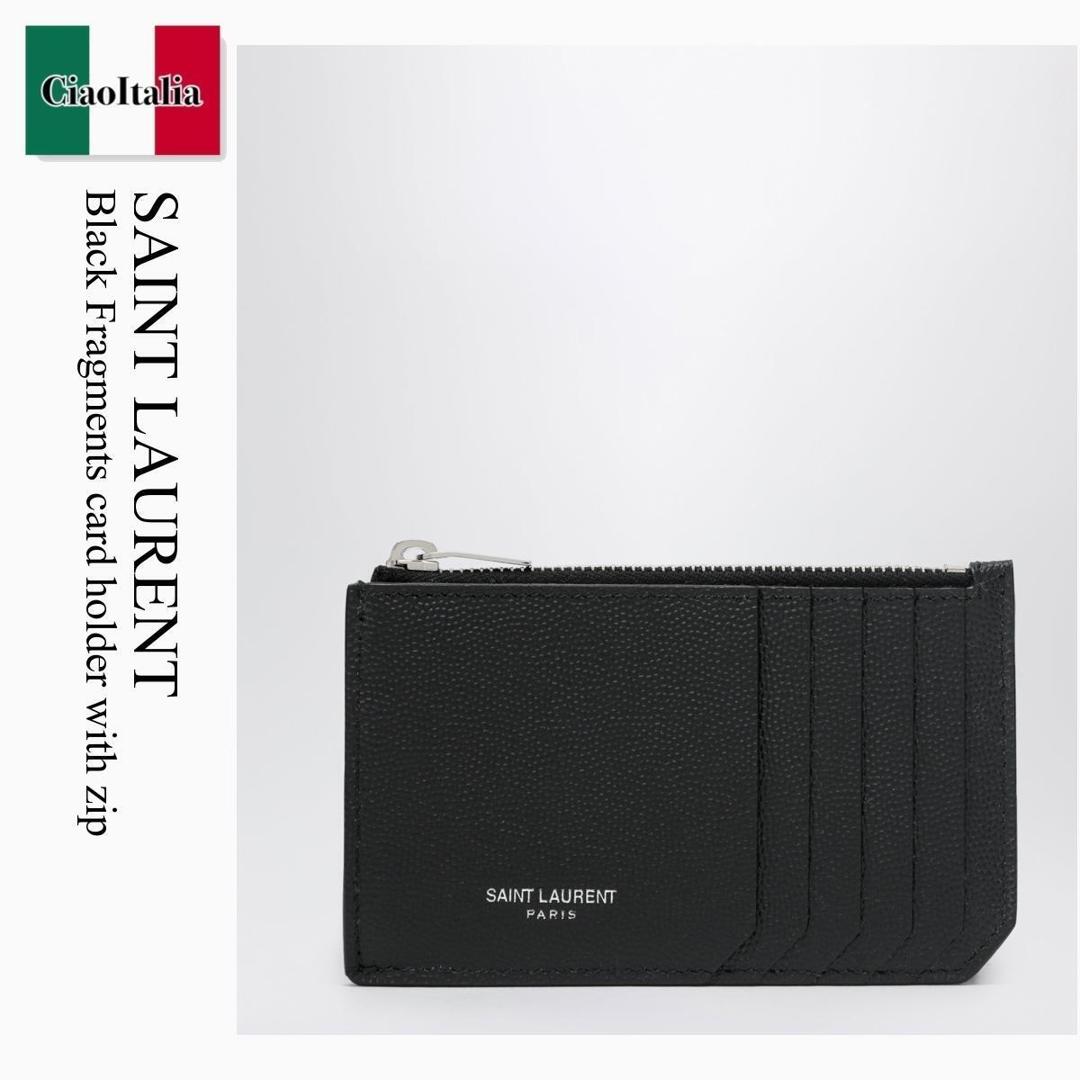 【分量制限事項・店卸し資産区分け・早め者白星！】 サンローラン / Saint Laurent Black Fragments Card Holder With Zip / 609362 BTY0N / 609362 BTY0N 1000 / 609362BTY0N1000 / 歌留多入れもの・名刺入れ