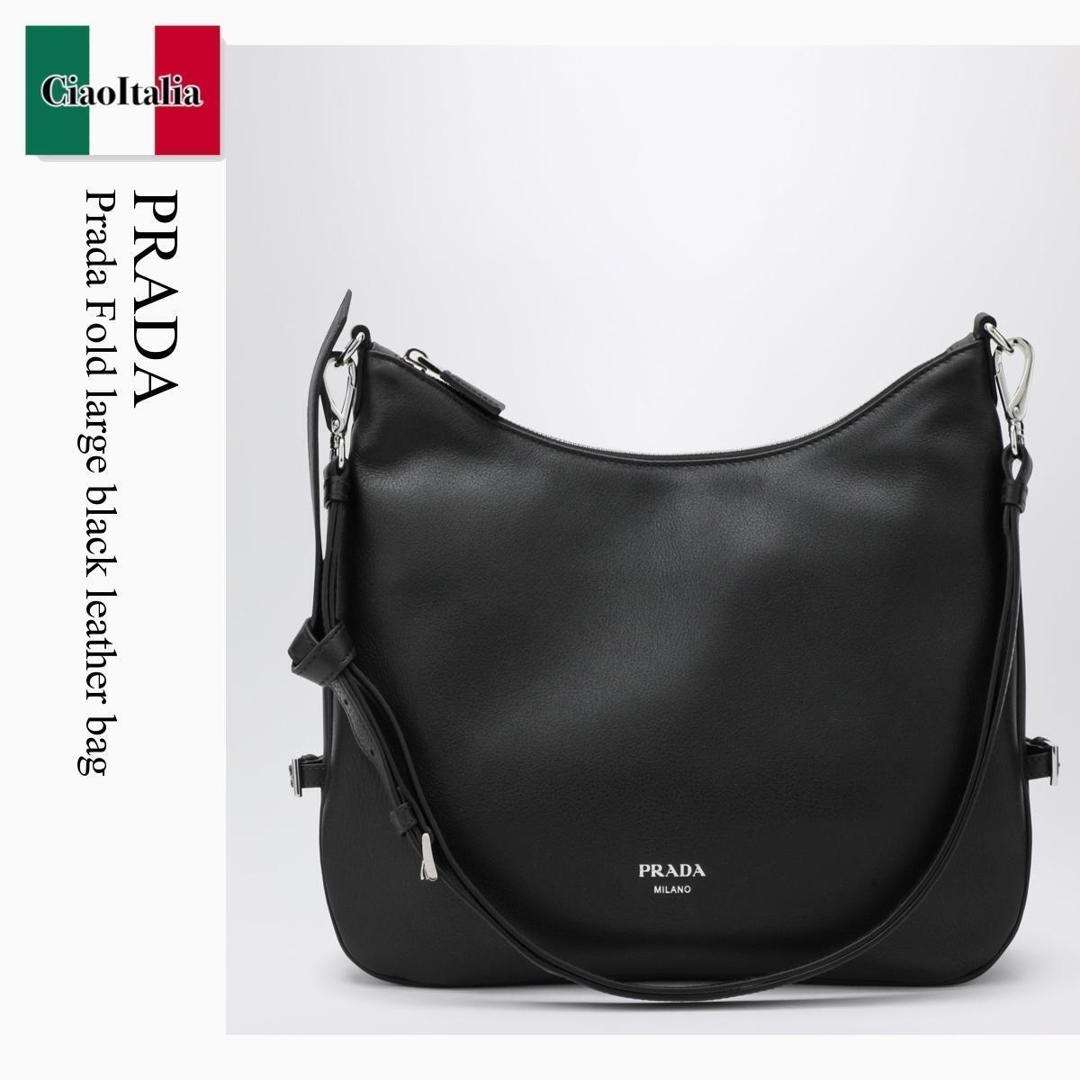 【寸法押さえる・店卸し資産境界線・早め者制覇！】 プラダ / かばん / 袋 / Prada Prada Fold Large Black Leather Bag / 1BC288 F0002 / 1BC288 OOO2CYS F0002 / 1BC288OOO2CYSF0002 / ショルダーバッグ・ポシェット