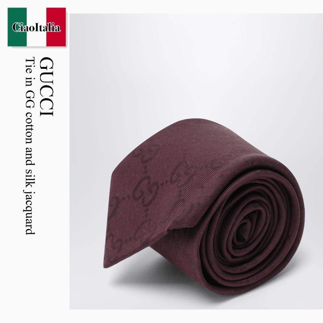 【量目押さえる・店卸し資産極限点・早め者制勝！】 グッチ / Gucci Tie In Gg Cotton And Silk Jacquard / 861299 4E600 / 861299 4E600 6100 / 8612994E6006100 / タイ