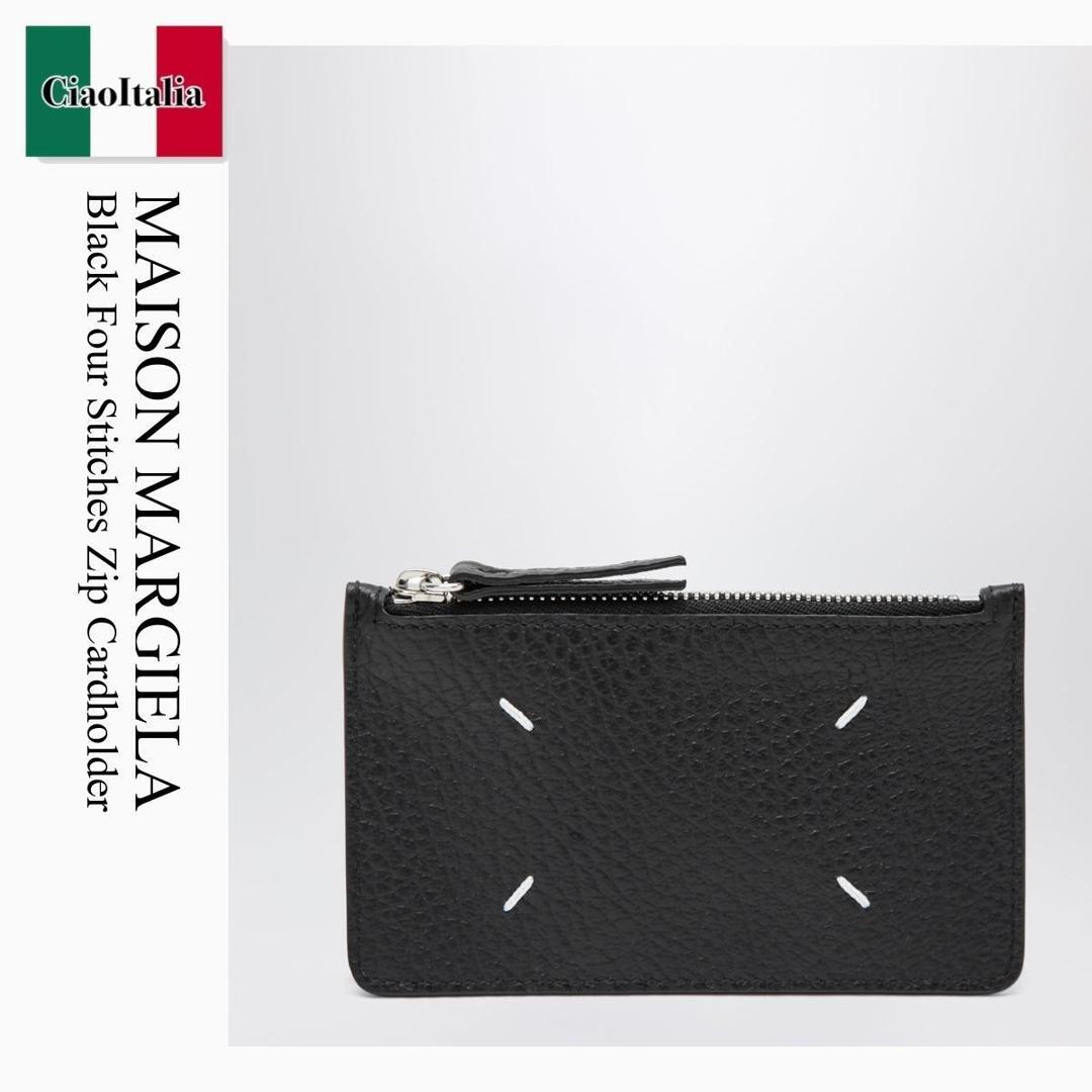 【分量制限事項・店卸し資産区分け・早め者白星！】 棲み家 マルジェラ / Maison Margiela Black Four Stitches Zip Cardholder / S56UI0143UP4455 / S56UI0143UP4455 T8013 / S56UI0143UP4455T8013 / 歌留多入れもの・名刺入れ
