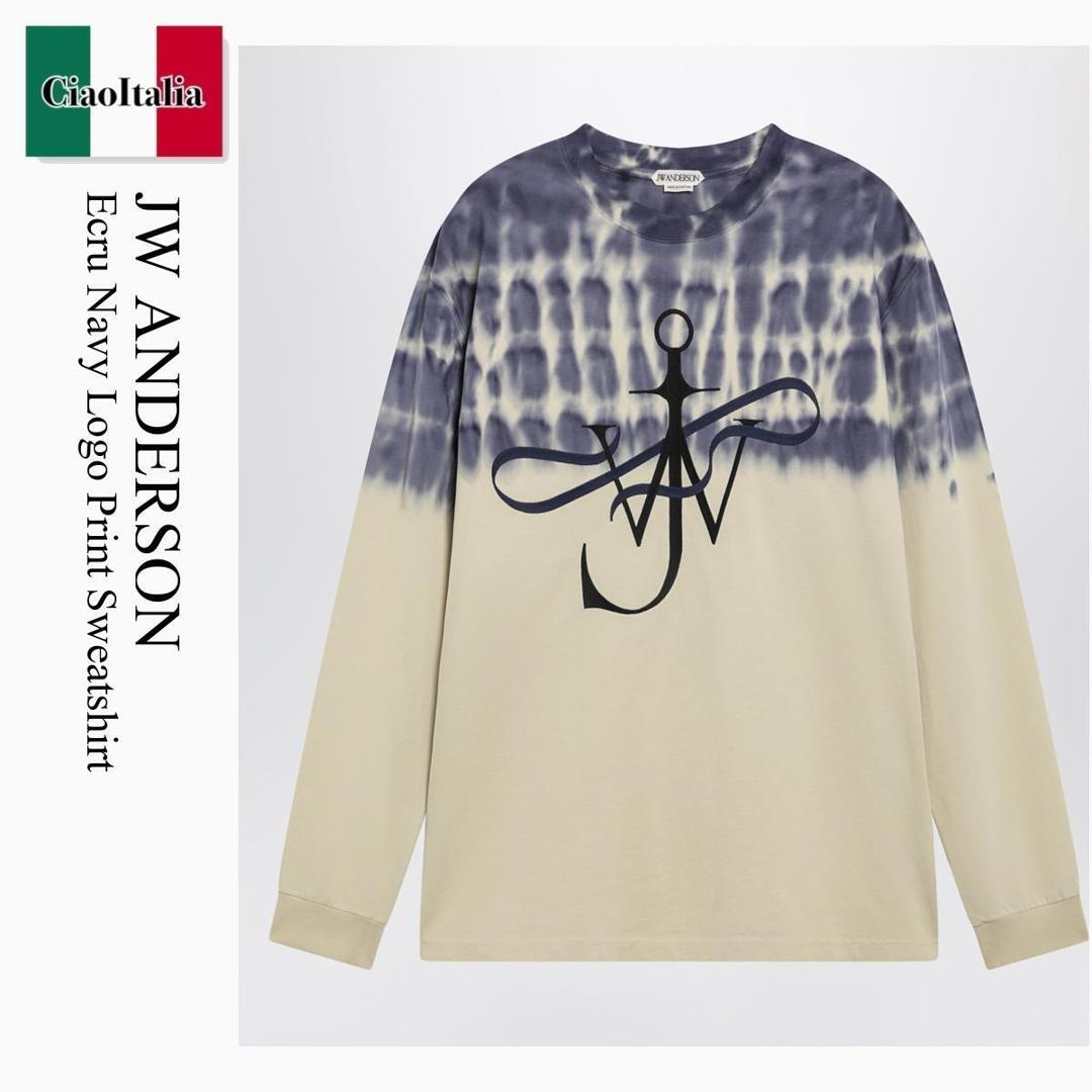 【分量制限事項・店卸し資産区分け・早め者白星！】 ジェイダブリュ アンダーソン / Jw Anderson Ecru Navy Logo Print Sweatshirt / JT0313PG1937 / JT0313PG1937 363 / JT0313PG1937363 / スウェット・トレーナー