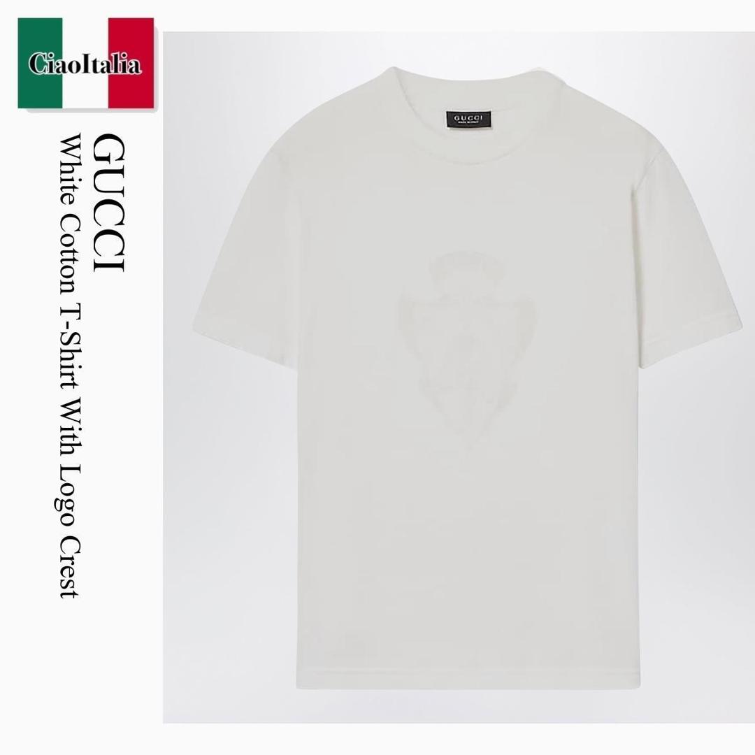 【分量制限事項・店卸し資産区分け・早め者白星！】 グッチ / Gucci White Cotton T-Shirt With Logo Crest / 867084 XJHTY / 867084 XJHTY 9003 / 867084XJHTY9003 / プルオーバー・カットソー