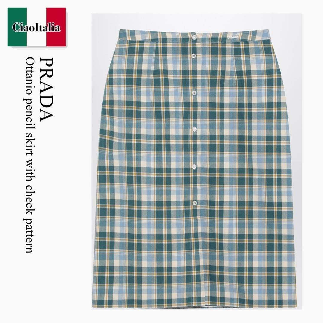 【寸法押さえる・店卸し資産境界線・早め者制覇！】 プラダ / Prada Ottanio Pencil Skirt With Check Pattern / P122IR F042I / P122IR OOO171D F042I / P122IROOO171DF042I / スコート