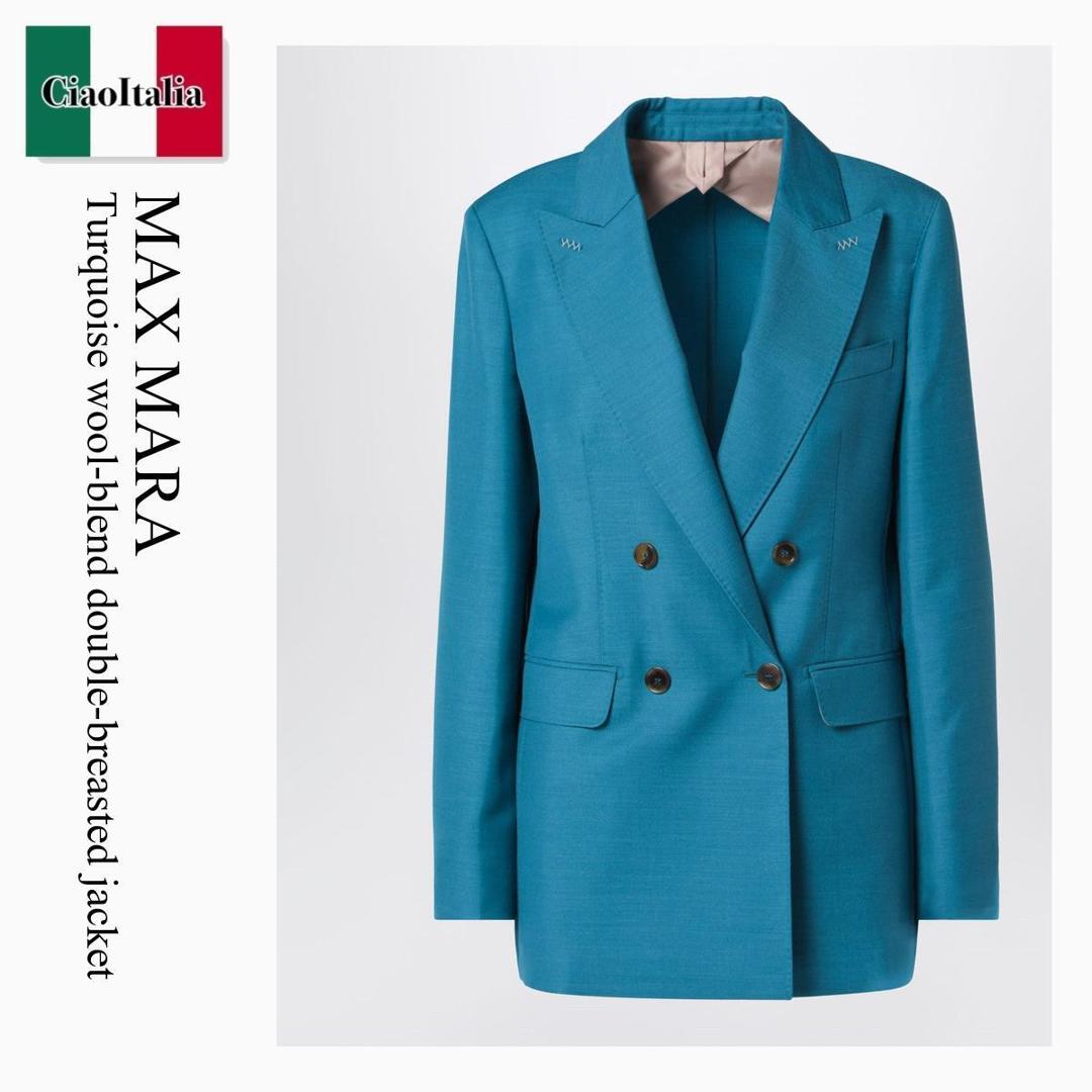 【分量制限事項・店卸し資産区分け・早め者白星！】 マックスマーラ / Max Mara Turquoise Wool-Blend Double-Breasted Jacket / MXMSTAFFA / MXMSTAFFA 003 / MXMSTAFFA003 / 上衣