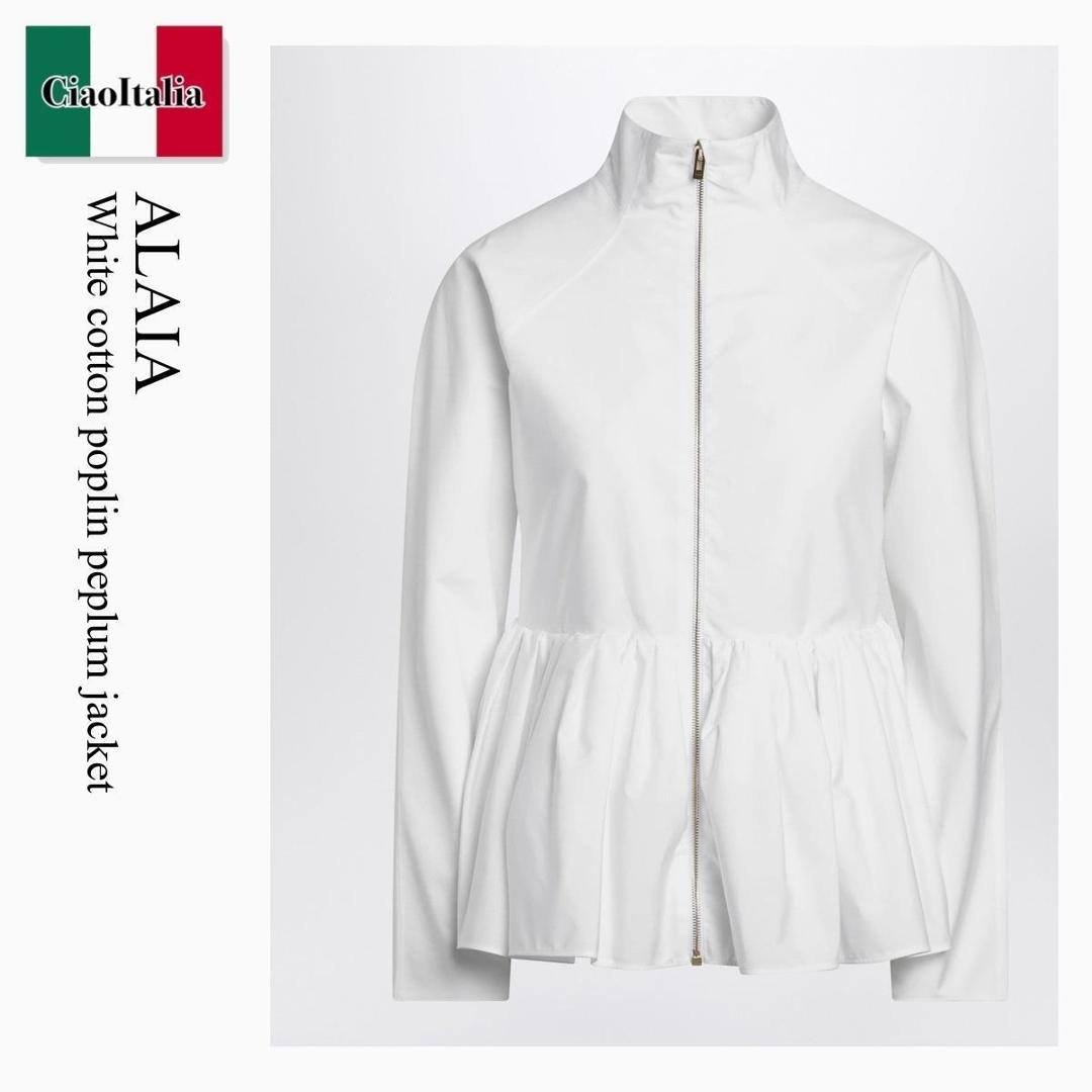 【量目押さえる・店卸し資産極限点・早め者制勝！】 アズディンアライア / Alaia White Cotton Poplin Peplum Jacket / AA9V1094T611C / AA9V1094T611C 000 / AA9V1094T611C000 / 上衣