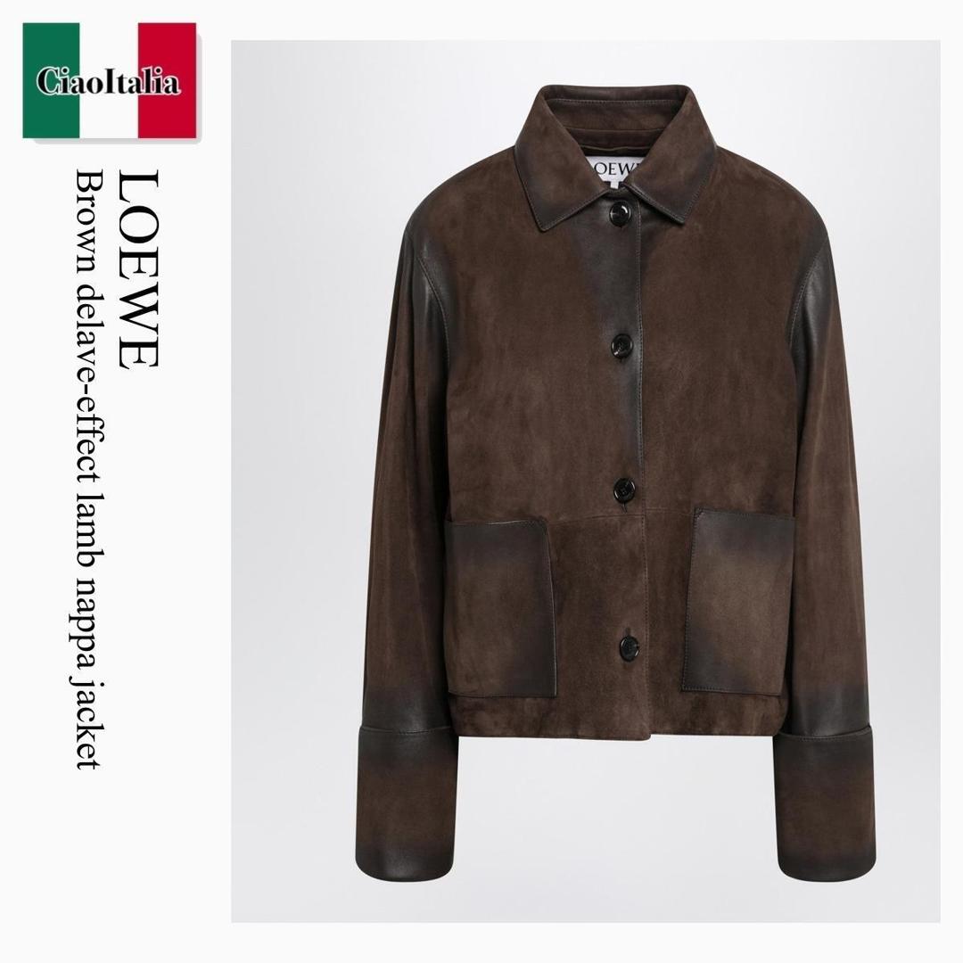 【寸法押さえる・店卸し資産境界線・早め者制覇！】 ロエベ / Loewe Brown Delave-Effect Lamb Nappa Jacket / S359Y34LAH / S359Y34LAH 9517 / S359Y34LAH9517 / なめし革上衣・厚地の外套