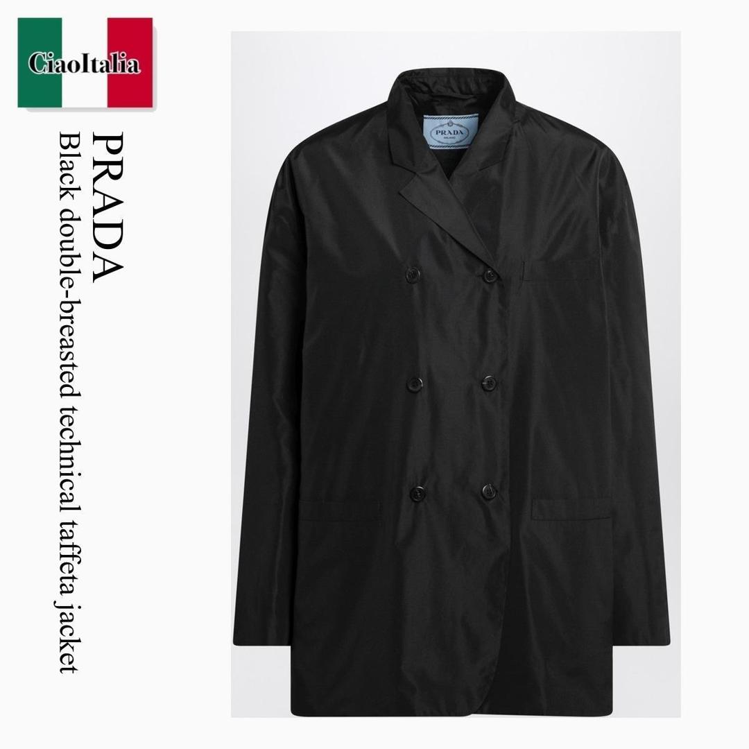 【数量限定・在庫限り・早い者勝ち！】 プラダ / Prada Black Double-Breasted Technical Taffeta Jacket / P502QO F0002 / P502QO OO19O2 F0002 / P502QOOO19O2F0002 / ブルゾン｜Ciao Italia 180,463円