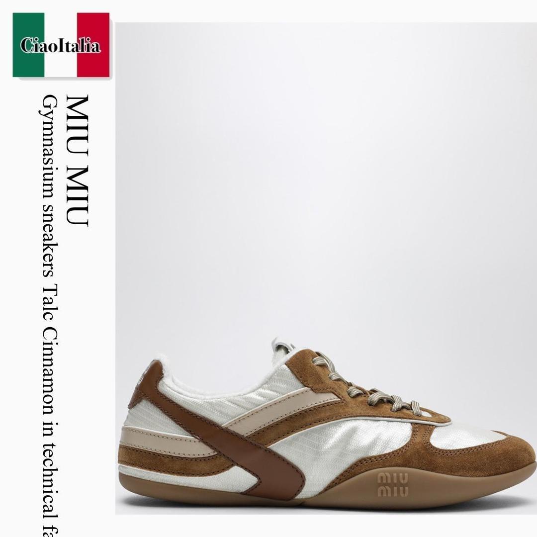 【量目押さえる・店卸し資産極限点・早め者制勝！】 ミュウミュウ / Miu Miu Gymnasium Sneakers Talc Cinnamon / 5E428E F0TBK / 5E428E A00571L F0TBK / 5E428EA00571LF0TBK / スニーカー