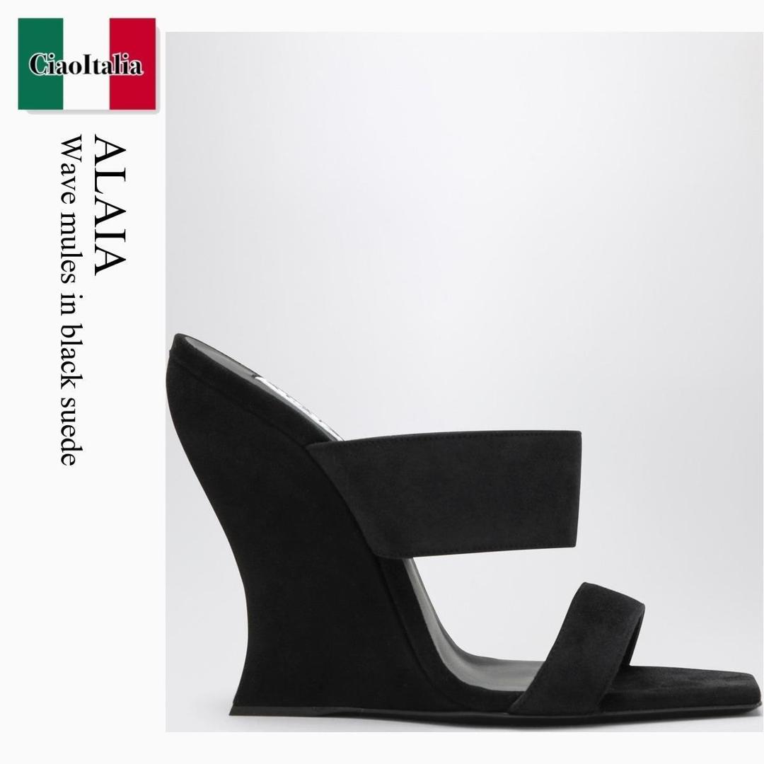 【寸法押さえる・店卸し資産境界線・早め者制覇！】 アズディンアライア / Alaia Wave Mules In Black Suede / AA3S3005C0H53S / AA3S3005C0H53S 999 / AA3S3005C0H53S999 / サンダル・ミュール