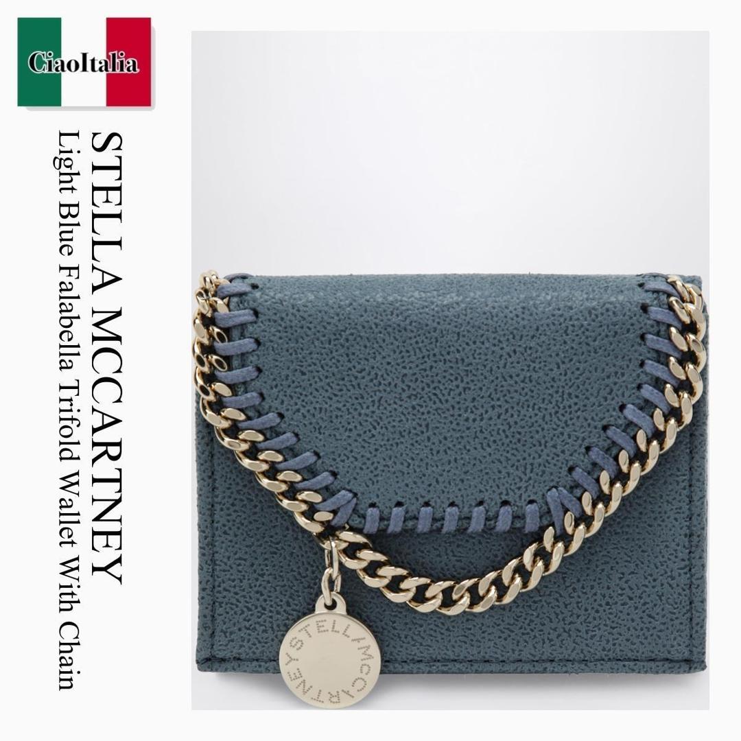 【量目押さえる・店卸し資産極限点・早め者制勝！】 ステラ・マッカートニー / Stella Mccartney Light Blue Falabella Trifold Wallet / 7P0084 WP0404 / 7P0084 WP0404 4313 / 7P0084WP04044313 / 折りたたみ紙入れ