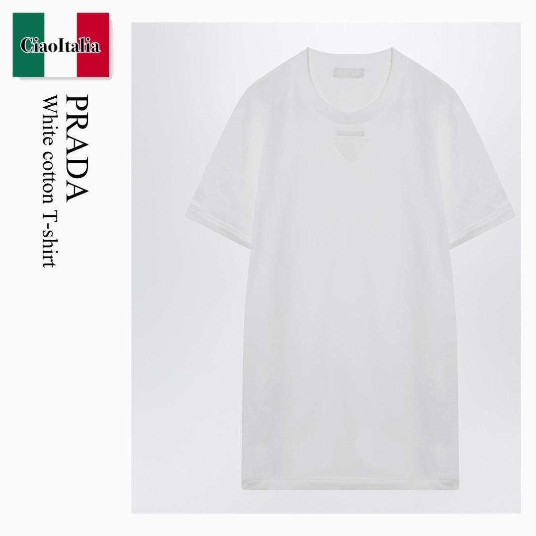 【量目押さえる・店卸し資産極限点・早め者制勝！】 プラダ / Prada White Cotton T-Shirt / UJN979 F0009 / UJN979 OOO11CD F0009 / UJN979OOO11CDF0009 / プルオーバー・カットソー