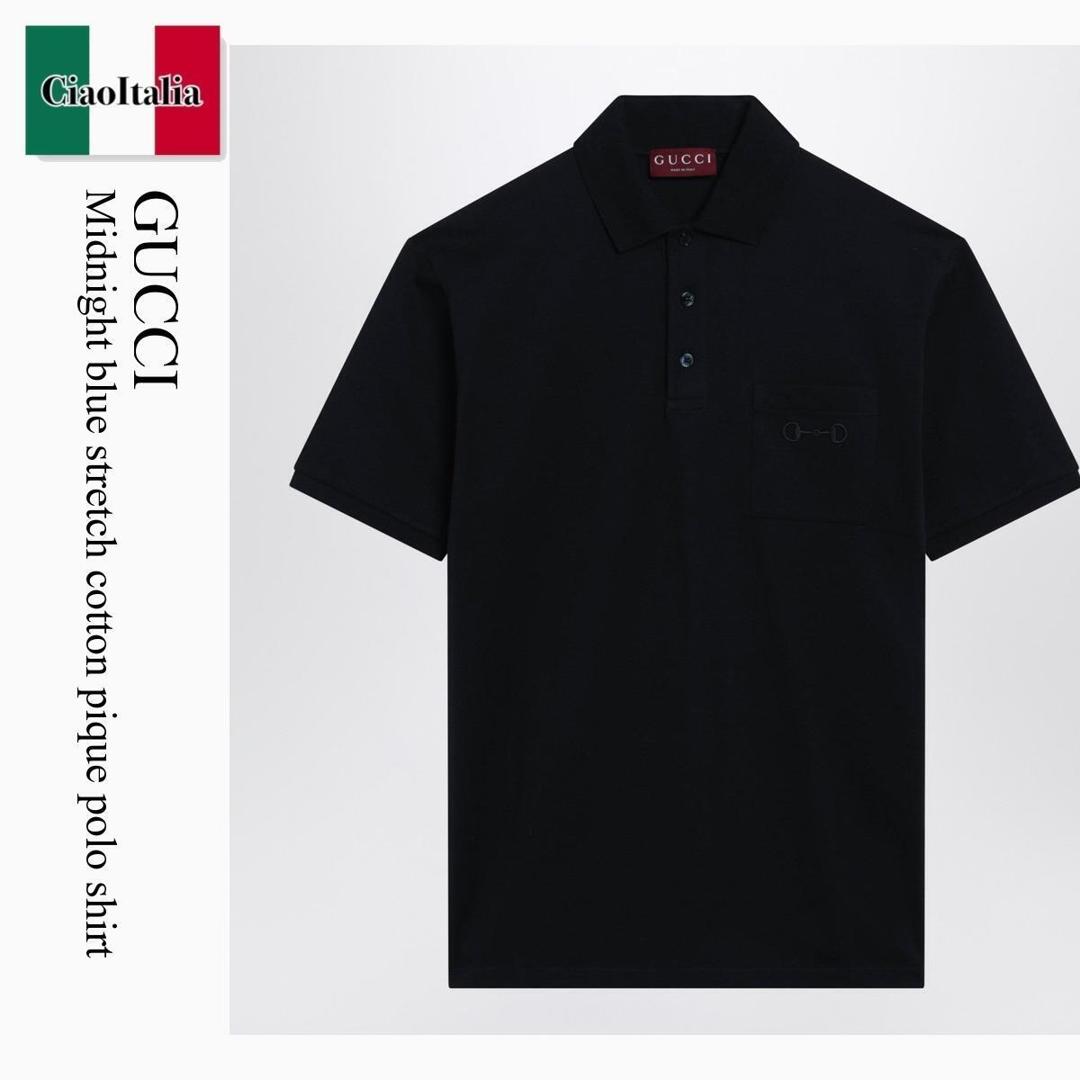 【寸法押さえる・店卸し資産境界線・早め者制覇！】 グッチ / Gucci Midnight Blue Stretch Cotton Pique Polo Shirt / 854796 XJHQP / 854796 XJHQP 4055 / 854796XJHQP4055 / スポーツシャツ