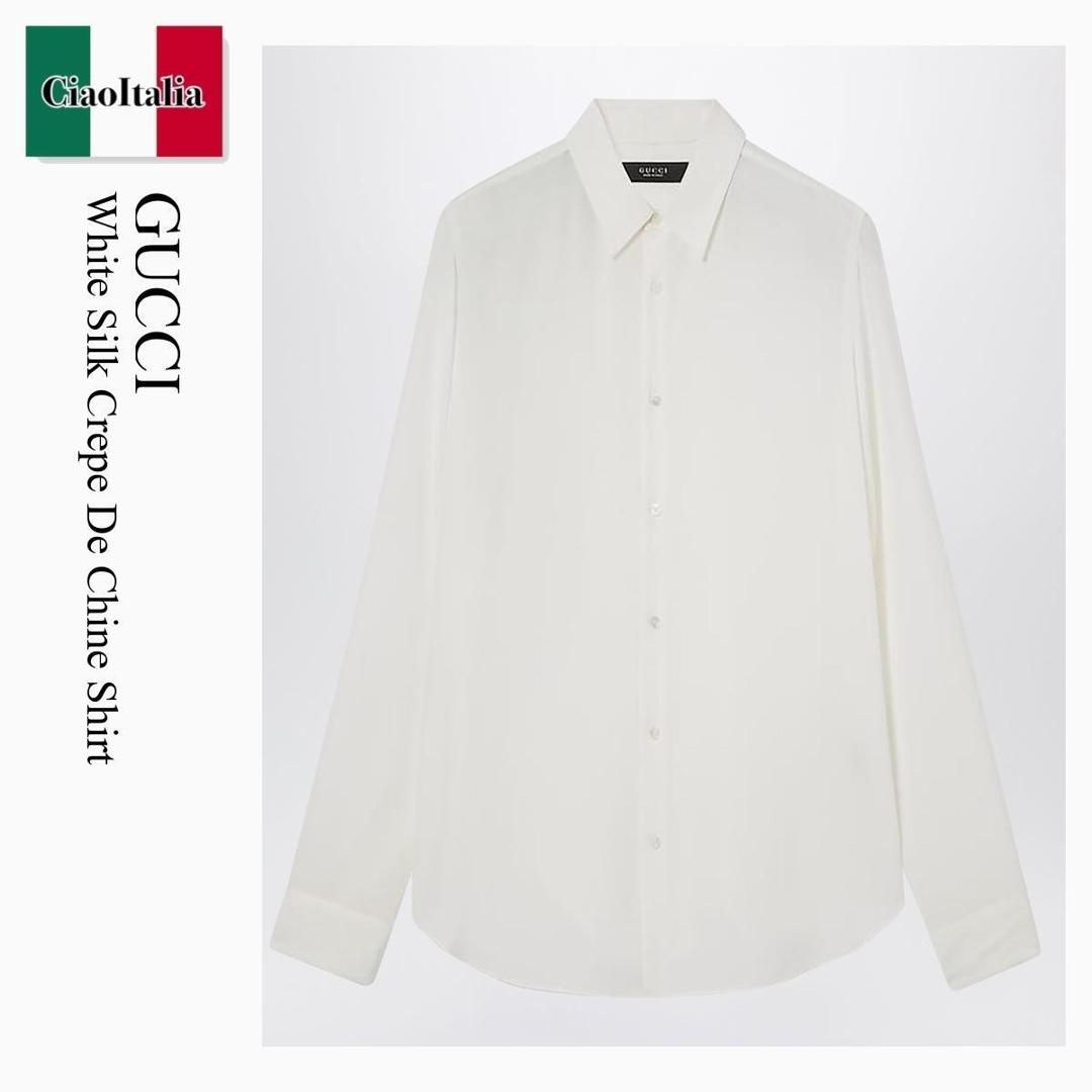 【寸法押さえる・店卸し資産境界線・早め者制覇！】 グッチ / Gucci White Silk Crepe De Chine Shirt / 860864 ZAUPT / 860864 ZAUPT 9000 / 860864ZAUPT9000 / プルオーバー