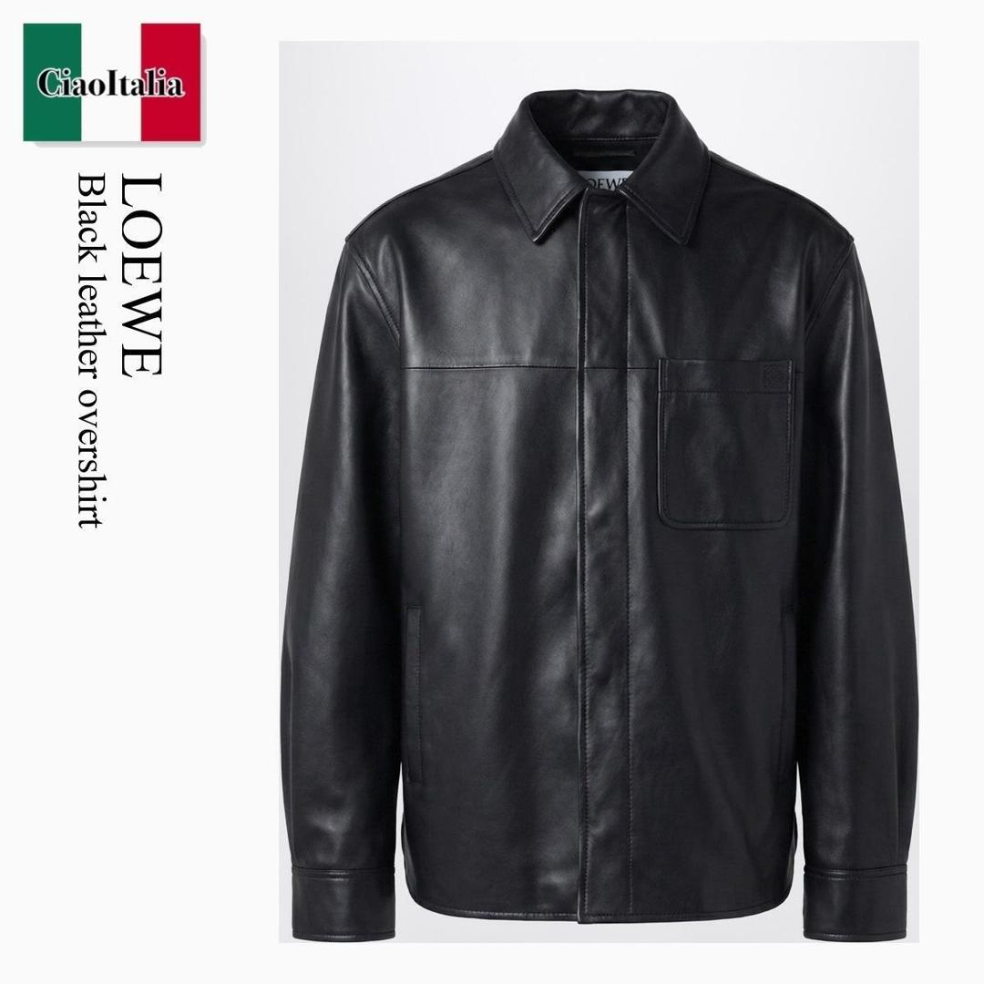 【寸法押さえる・店卸し資産境界線・早め者制覇！】 ロエベ / Loewe Black Leather Overshirt / H526Y31L52 / H526Y31L52 1100 / H526Y31L521100 / プルオーバー