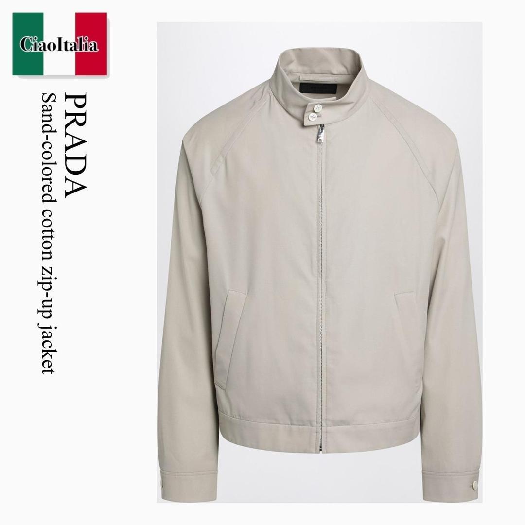 【寸法押さえる・店卸し資産境界線・早め者制覇！】 プラダ / Prada Sand-Colored Cotton Zip-Up Jacket / SGD086 F0036 / SGD086 OOO19AM F0036 / SGD086OOO19AMF0036 / 上衣