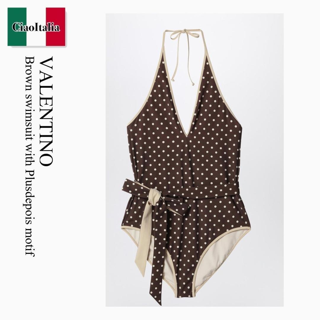 【寸法押さえる・店卸し資産境界線・早め者制覇！】 バレンチノ / Valentino Brown Swimsuit With Plusdepois Motif / 8B3UHAB2A5Q / 8B3UHAB2A5Q CAH / 8B3UHAB2A5QCAH / 衣裳海水着