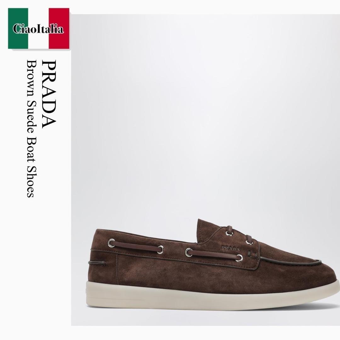 【寸法押さえる・店卸し資産境界線・早め者制覇！】 プラダ / Prada Brown Suede Boat Shoes / 2EG503 F0003 / 2EG503 G001103 F0003 / 2EG503G001103F0003 / 御召しものシューズ・革靴・商行為シューズ