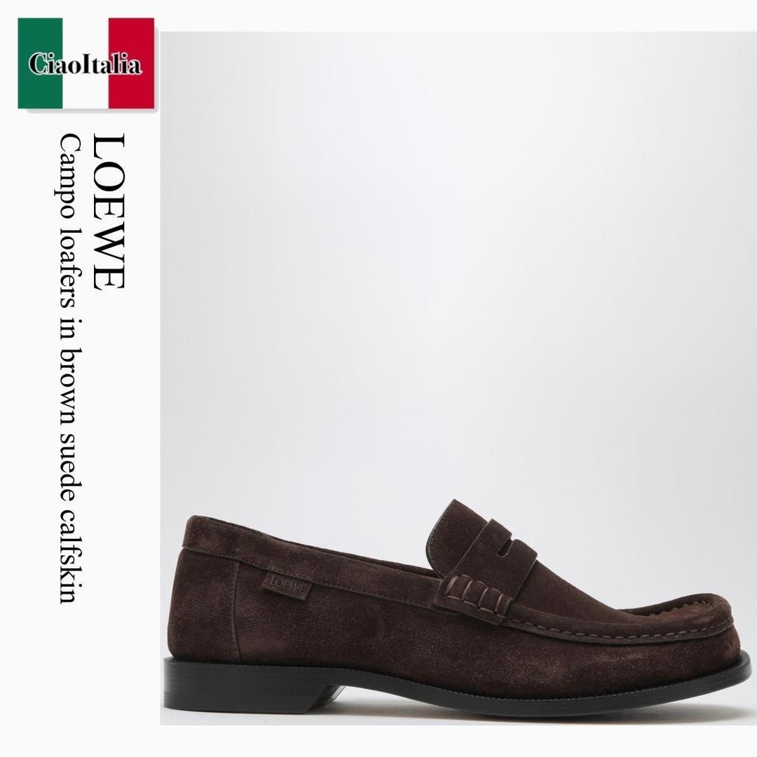 【寸法押さえる・店卸し資産境界線・早め者制覇！】 ロエベ / Loewe Campo Loafers In Brown Suede Calfskin / M816290X58 / M816290X58 3110 / M816290X583110 / 御召しものシューズ・革靴・商行為シューズ