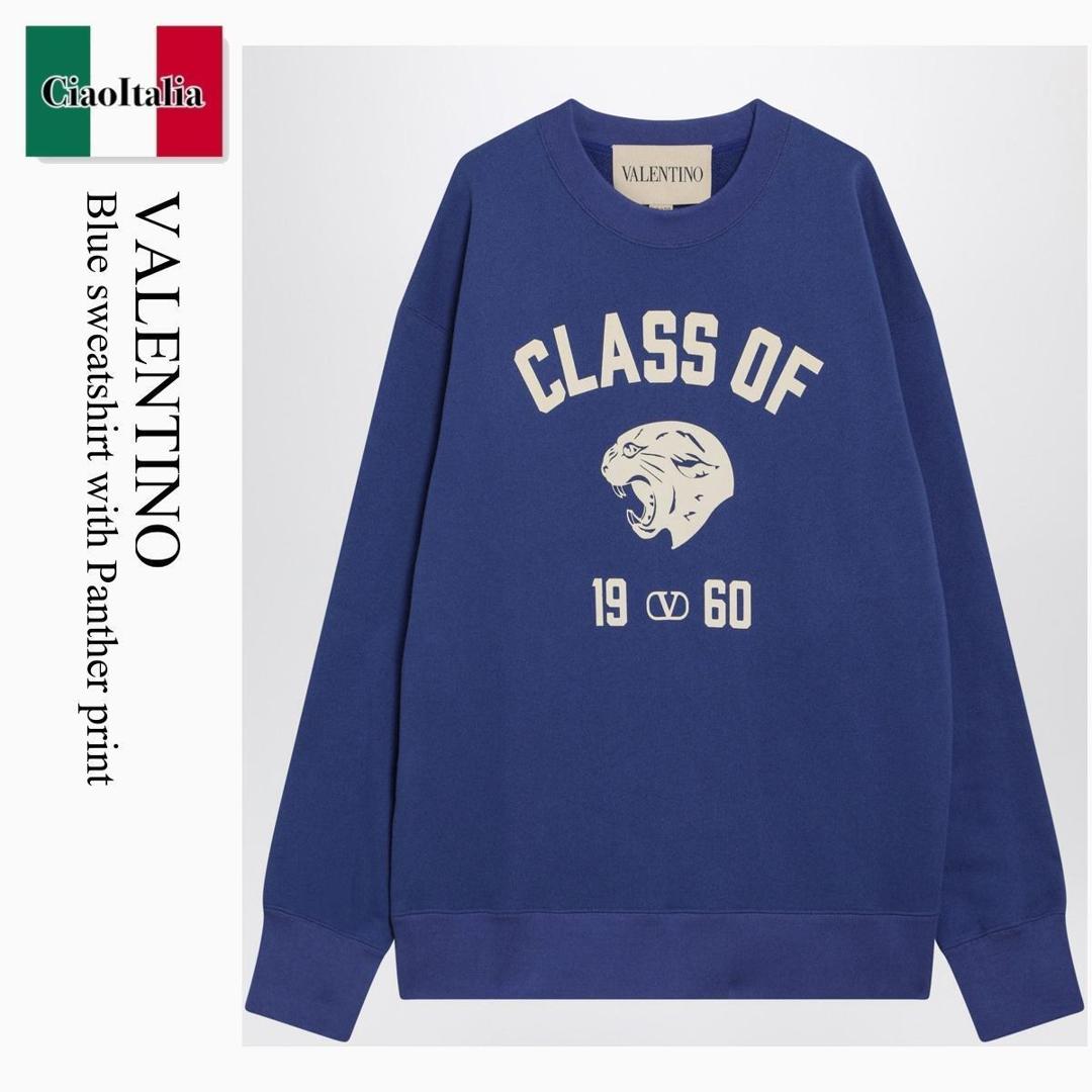 【寸法押さえる・店卸し資産境界線・早め者制覇！】 バレンチノ / Valentino Blue Sweatshirt With Panther Print / 8V3MF29NBAU / 8V3MF29NBAU 9SE / 8V3MF29NBAU9SE / スウェット・トレーナー