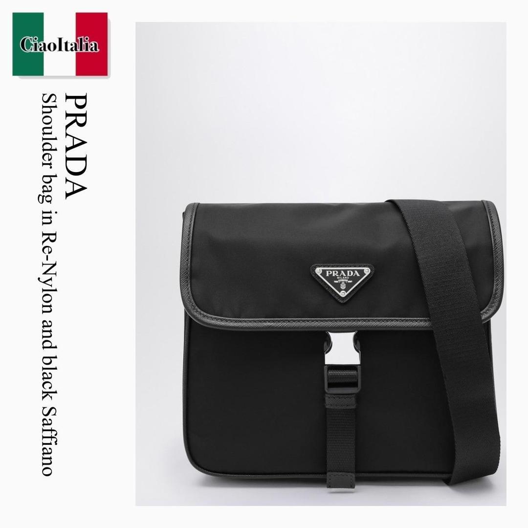 【寸法押さえる・店卸し資産境界線・早め者制覇！】 プラダ / かばん / 袋 / Prada Shoulder Bag In Re-Nylon And Black Saffiano / 2VD077 F0002 / 2VD077 OOO2DMH F0002 / 2VD077OOO2DMHF0002 / ショルダーバッグ