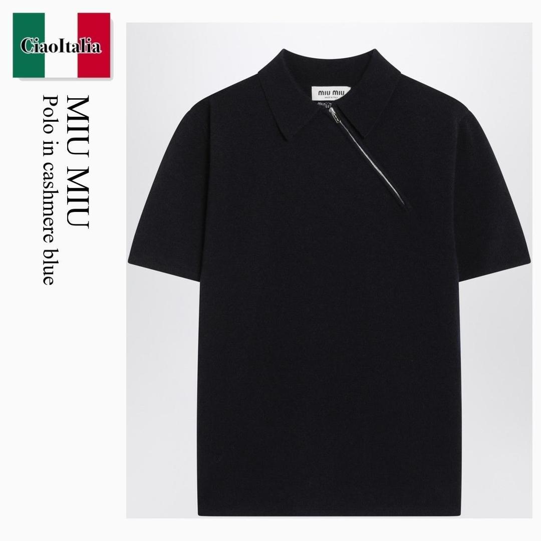 【寸法押さえる・店卸し資産境界線・早め者制覇！】 ミュウミュウ / Miu Miu Polo In Cashmere Blue / MML00X F0008 / MML00X OOO18A9 F0008 / MML00XOOO18A9F0008 / スポーツシャツ