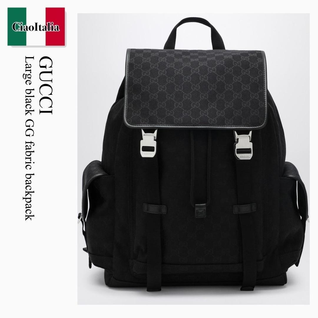 【寸法押さえる・店卸し資産境界線・早め者制覇！】 グッチ / かばん / 袋 / Gucci Large Black Gg Fabric Backpack / 854740 FAFGK / 854740 FAFGK 1000 / 854740FAFGK1000 / うしろ側容器に並べる・背嚢