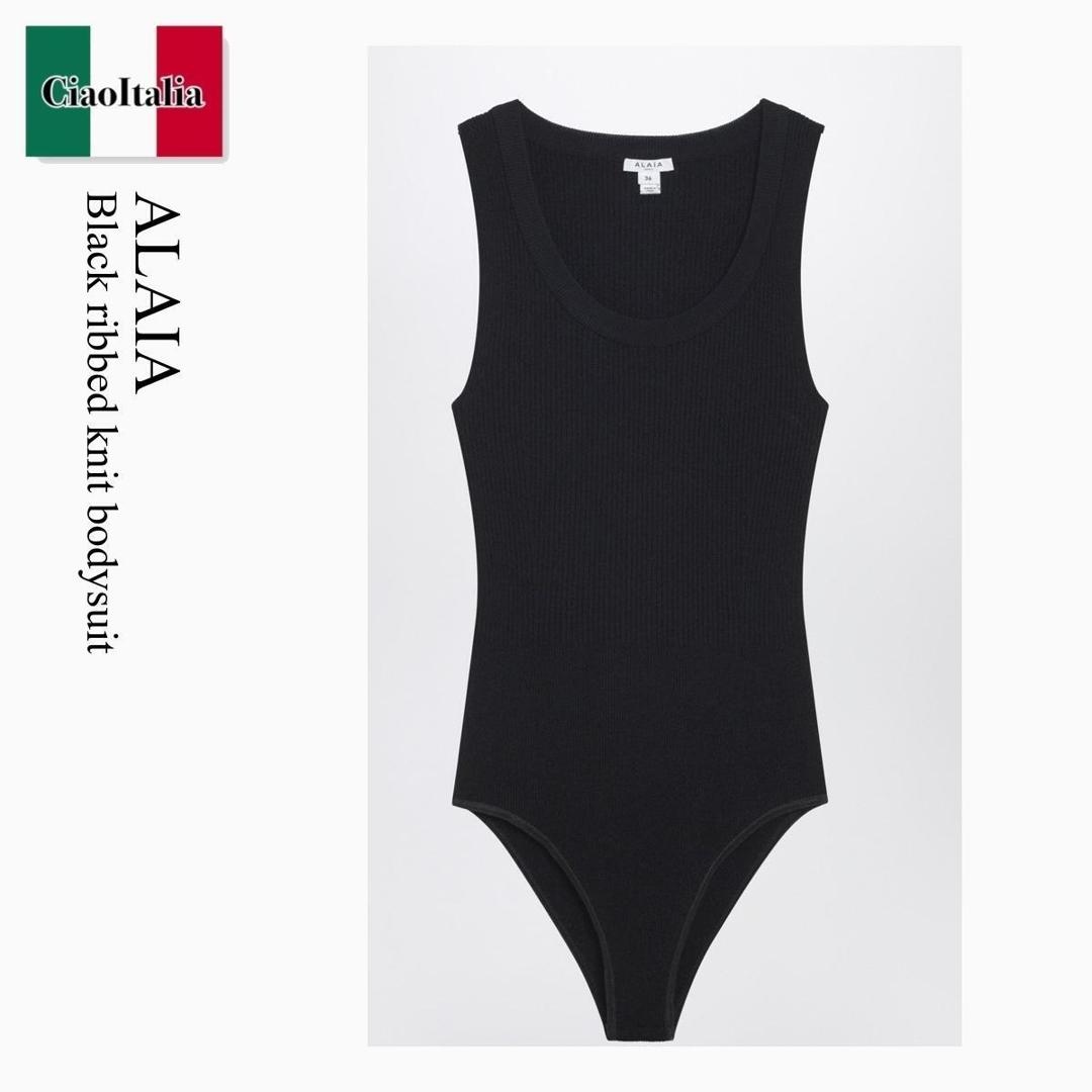 【寸法押さえる・店卸し資産境界線・早め者制覇！】 アズディンアライア / Alaia Black Ribbed Knit Bodysuit / AA9B0353K017A / AA9B0353K017A 995 / AA9B0353K017A995 / トップス余分の物