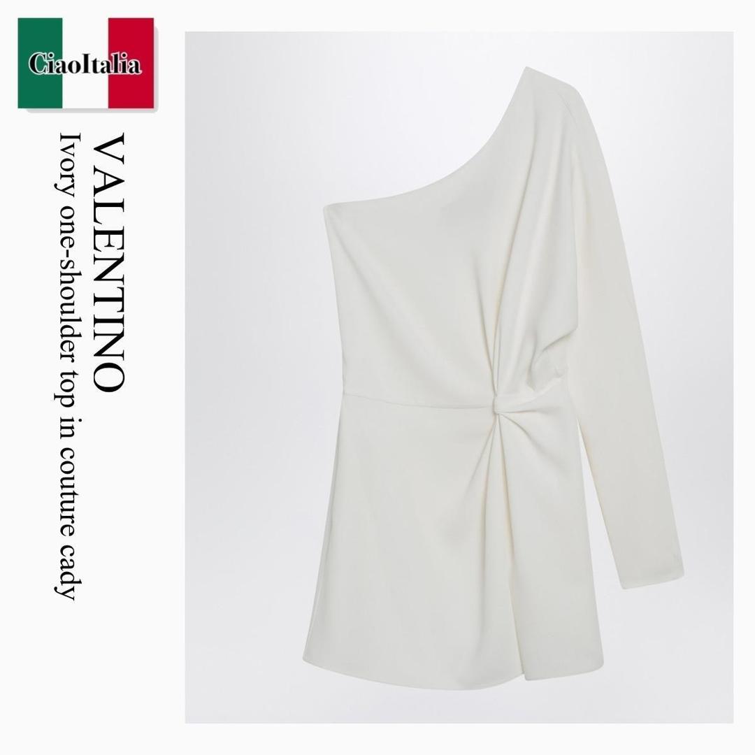 【物量制限事項・店卸し資産極限点・早め者制覇！】 バレンチノ / Valentino Ivory One-Shoulder Top In Couture Cady / 8B3AEBG51MM / 8B3AEBG51MM A03 / 8B3AEBG51MMA03 / トップス余分の物