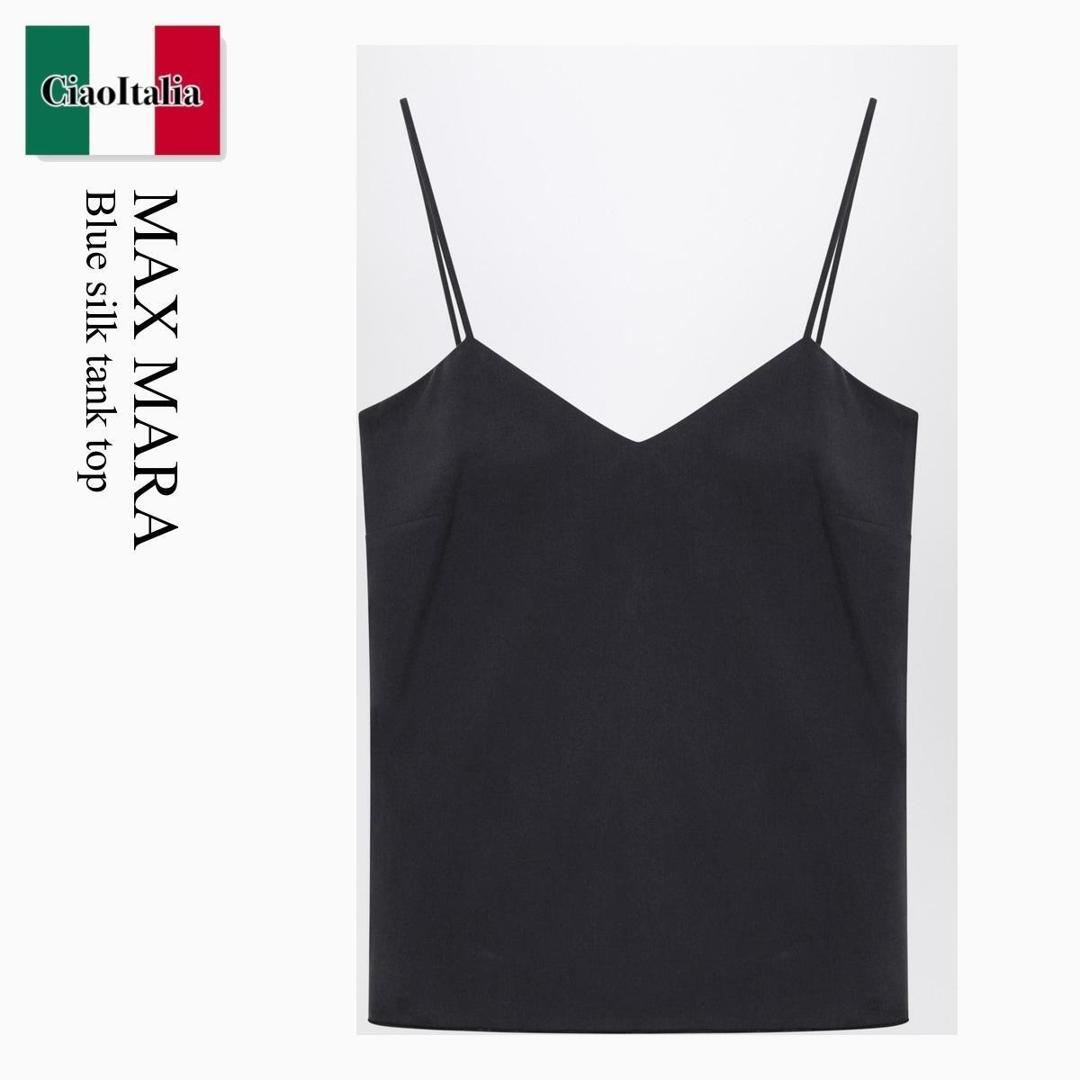 【寸法押さえる・店卸し資産境界線・早め者制覇！】 マックスマーラ / Max Mara Blue Silk Tank Top / MXMUNGHIA / MXMUNGHIA 010 / MXMUNGHIA010 / 貯蔵タンクとっ始め