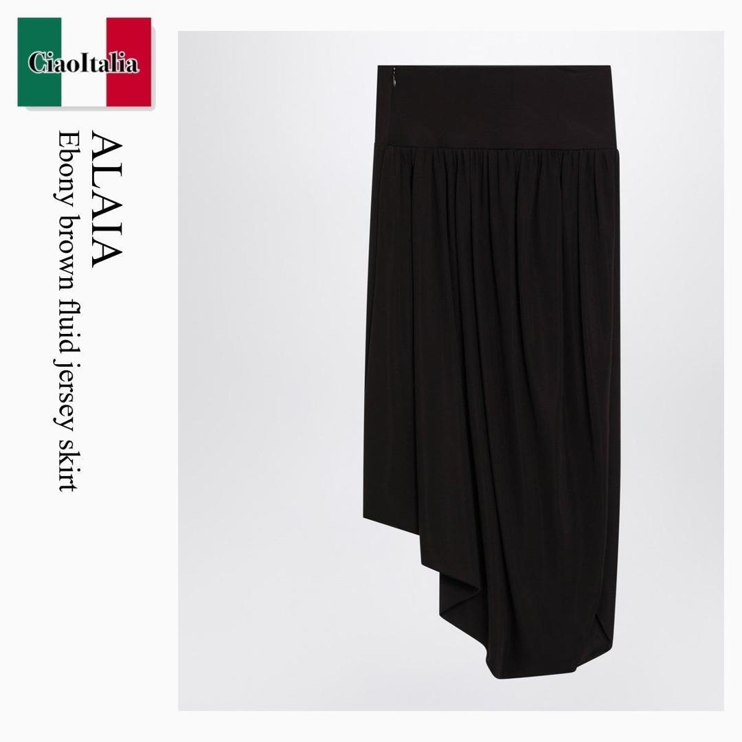 【寸法押さえる・店卸し資産境界線・早め者制覇！】 アズディンアライア / Alaia Ebony Brown Fluid Jersey Skirt / AA9J2489J077C / AA9J2489J077C 994 / AA9J2489J077C994 / スコート