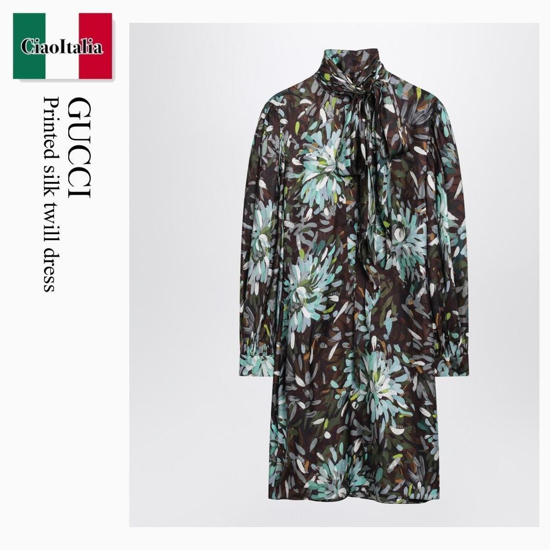 【数量限定・在庫限り・早い者勝ち！】 グッチ / Gucci Printed Silk Twill Dress / 859460 ZAUO0 / 859460 ZAUO0 4031 / 859460ZAUO04031 / ワンピース｜Ciao Italia
