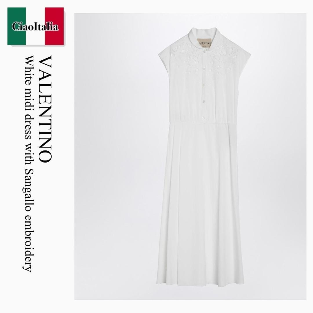 【物量制限事項・店卸し資産極限点・早め者制覇！】 バレンチノ / Valentino White Midi Dress With Sangallo Embroidery / 8B3VAJR59VN / 8B3VAJR59VN 0BO / 8B3VAJR59VN0BO / 衣裳
