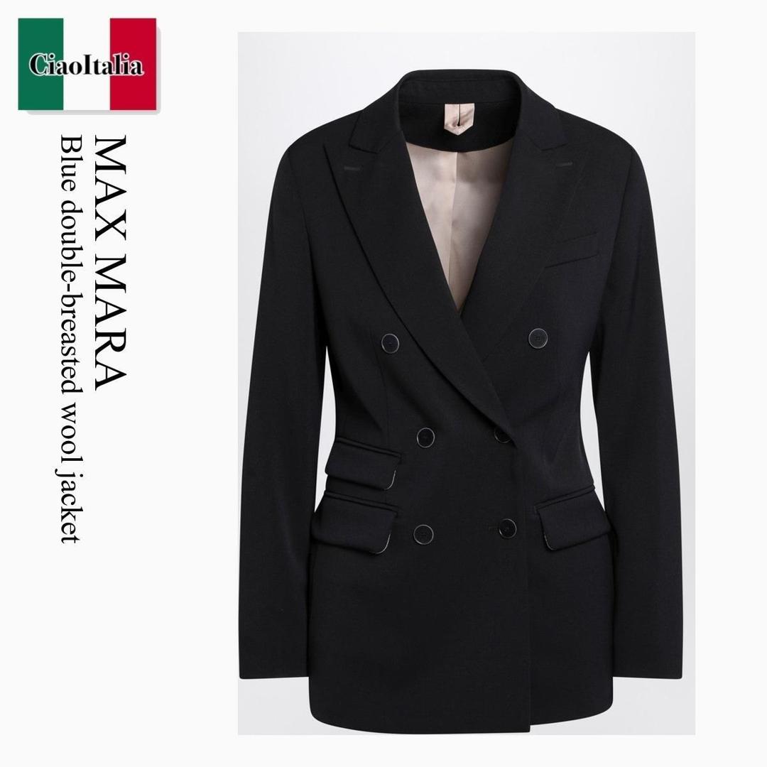 【分量制限事項・店卸し資産区分け・早め者白星！】 マックスマーラ / Max Mara Blue Double-Breasted Wool Jacket / MXMEGREGE / MXMEGREGE 007 / MXMEGREGE007 / 上衣