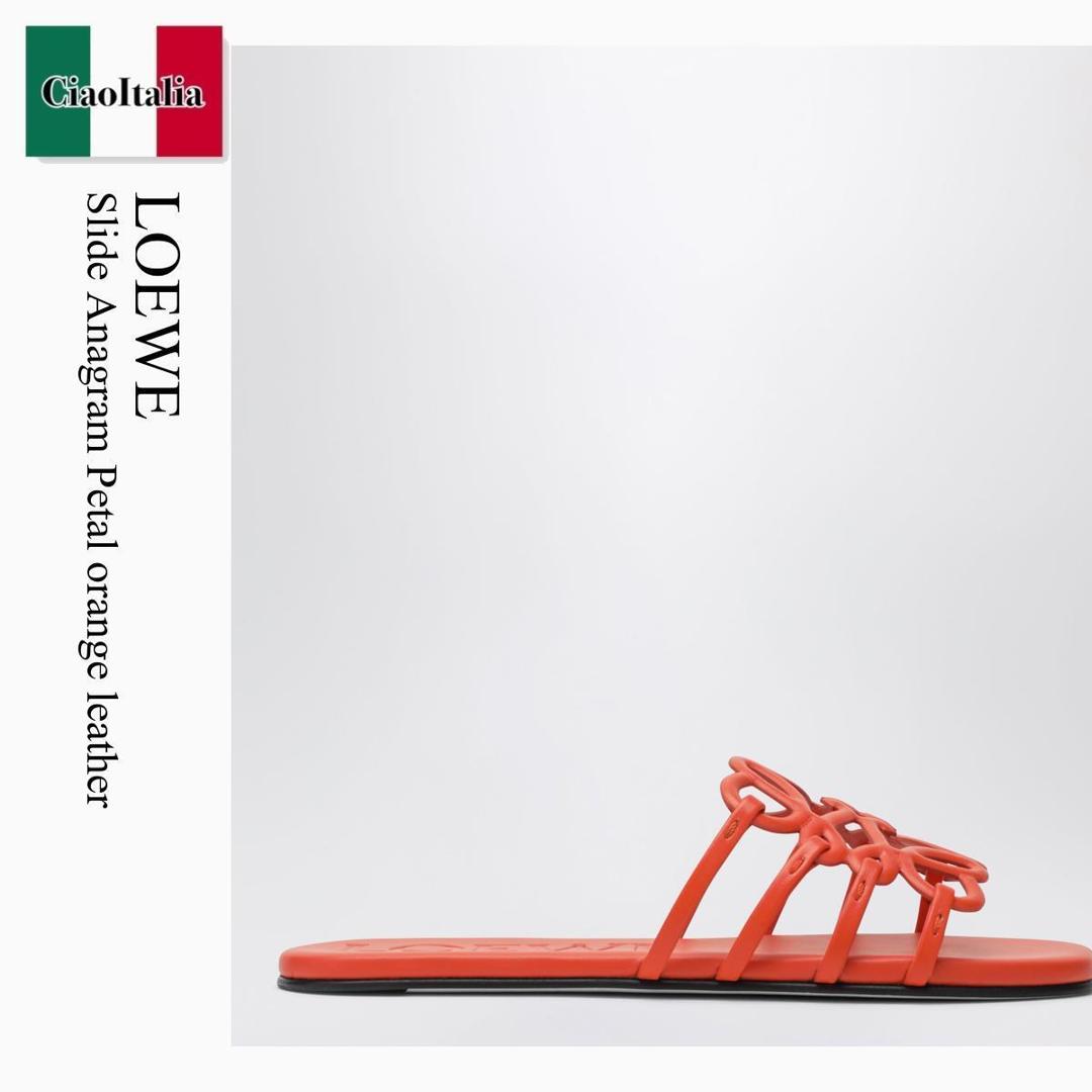 【物量制限事項・店卸し資産極限点・早め者制覇！】 ロエベ / Loewe Slide Anagram Petal Orange Leather / LPEA465X06 / LPEA465X06 4974 / LPEA465X064974 / サンダル・ミュール