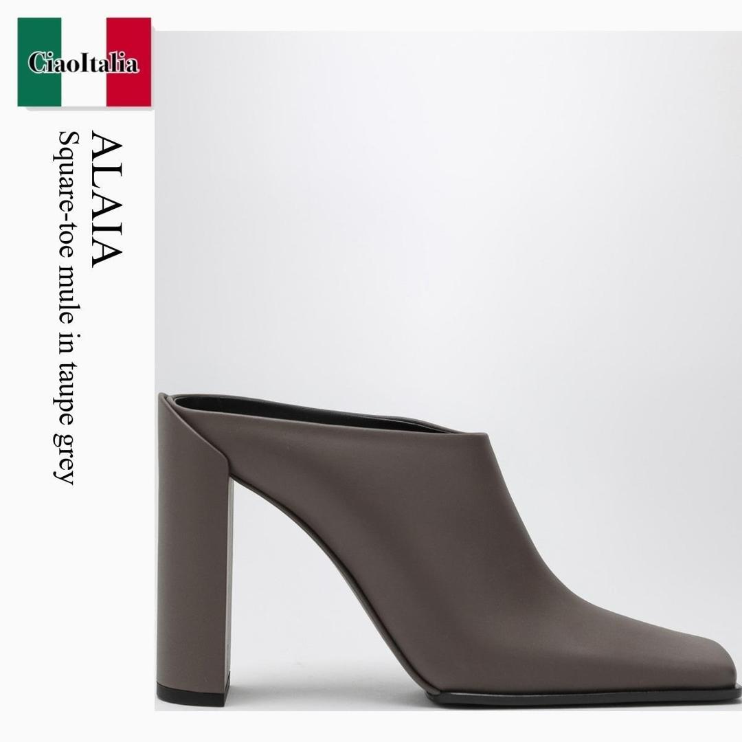 【物量制限事項・店卸し資産極限点・早め者制覇！】 アズディンアライア / Alaia Square-Toe Mule In Taupe Grey / AA3M2006I049 / AA3M2006I049 809 / AA3M2006I049809 / サンダル・ミュール