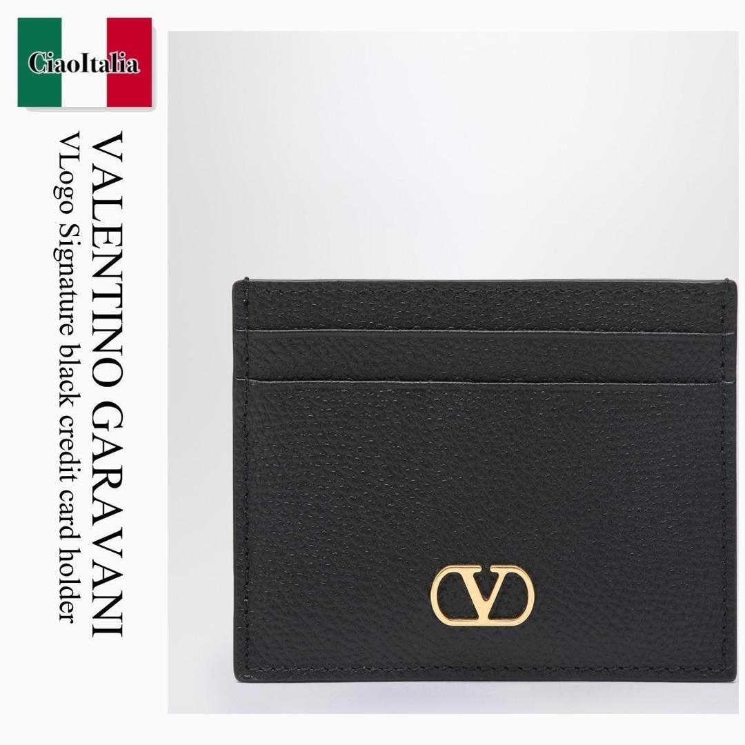 【分量制限事項・店卸し資産区分け・早め者白星！】 バレンチノ / Valentino Garavani Vlogo Signature Black Credit Card Holder / 8W2P0AJ7SNP / 8W2P0AJ7SNP 0NO / 8W2P0AJ7SNP0NO / 歌留多入れもの・名刺入れ