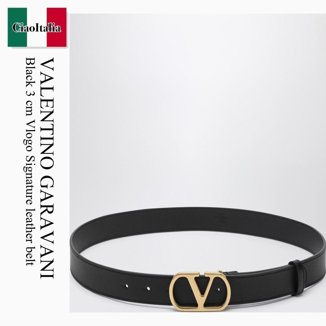 【寸法押さえる・店卸し資産境界線・早め者制覇！】 バレンチノ / Valentino Garavani Black 3 Cm Vlogo Signature Leather Belt / 8W2T0SM3IYR / 8W2T0SM3IYR 0NO / 8W2T0SM3IYR0NO / 三尺帯