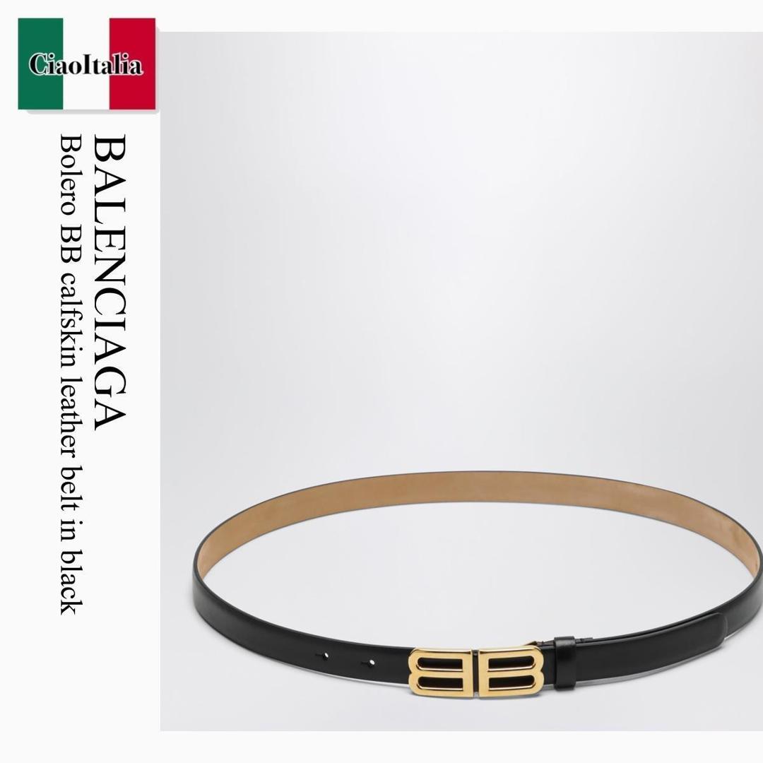 【寸法押さえる・店卸し資産境界線・早め者制覇！】 バレンシアガ / Balenciaga Bolero Bb Calfskin Leather Belt In Black / 868761 2ACKI / 868761 2ACKI 1000 / 8687612ACKI1000 / 三尺帯