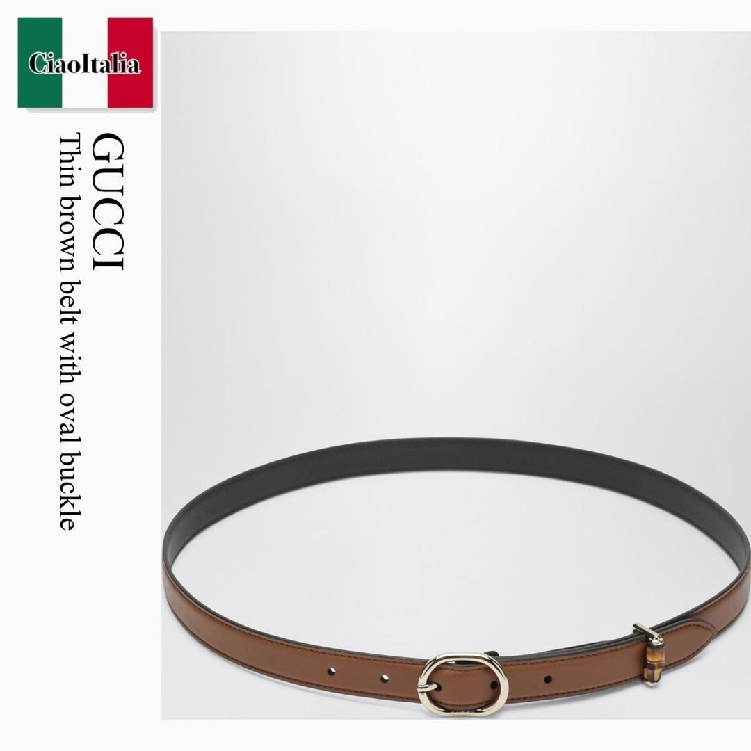 【寸法押さえる・店卸し資産境界線・早め者制覇！】 グッチ / Gucci Thin Brown Belt With Oval Buckle / 855897 AAFYJ / 855897 AAFYJ 2744 / 855897AAFYJ2744 / 三尺帯